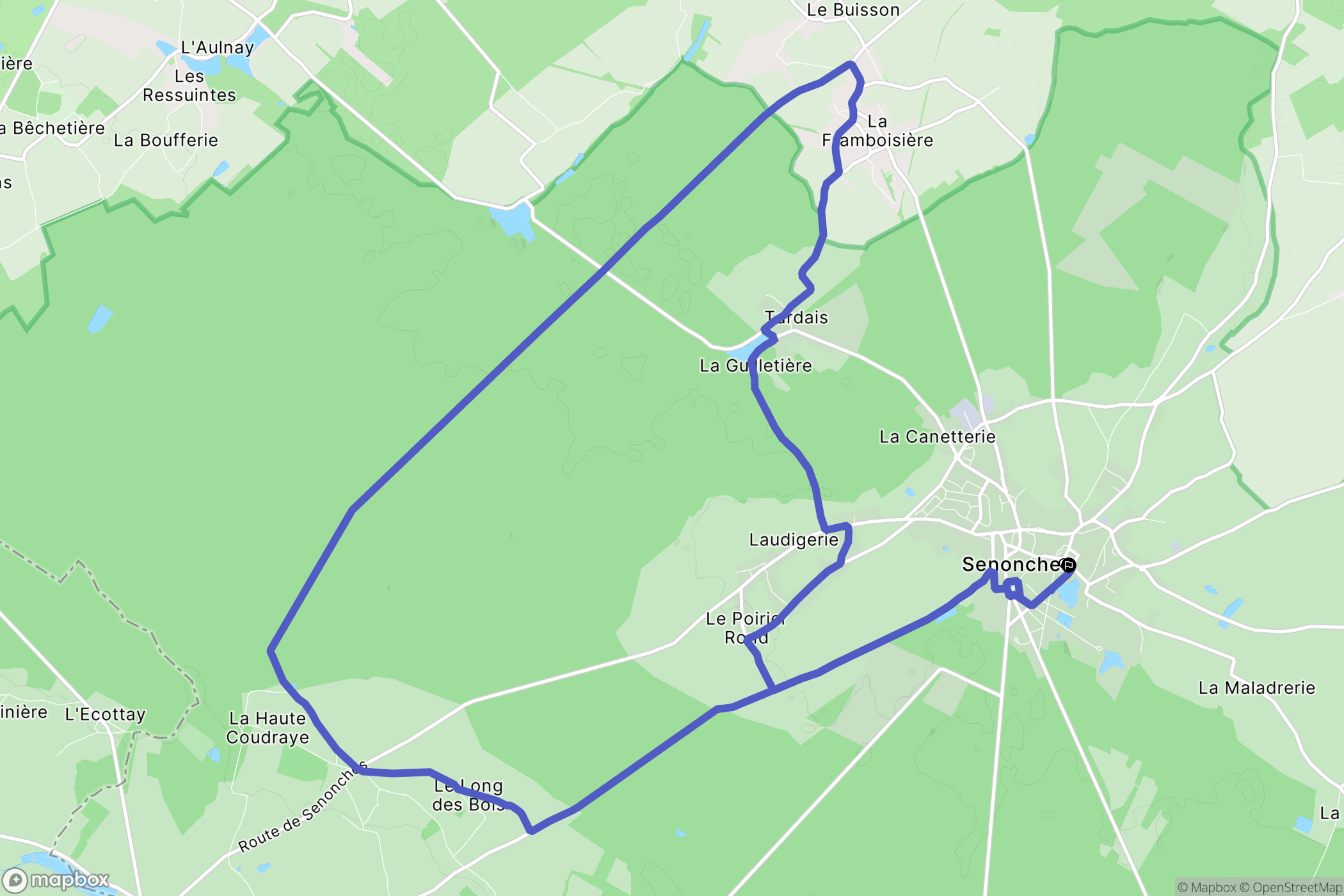 Senonches : carte du parcours de randonnée - France