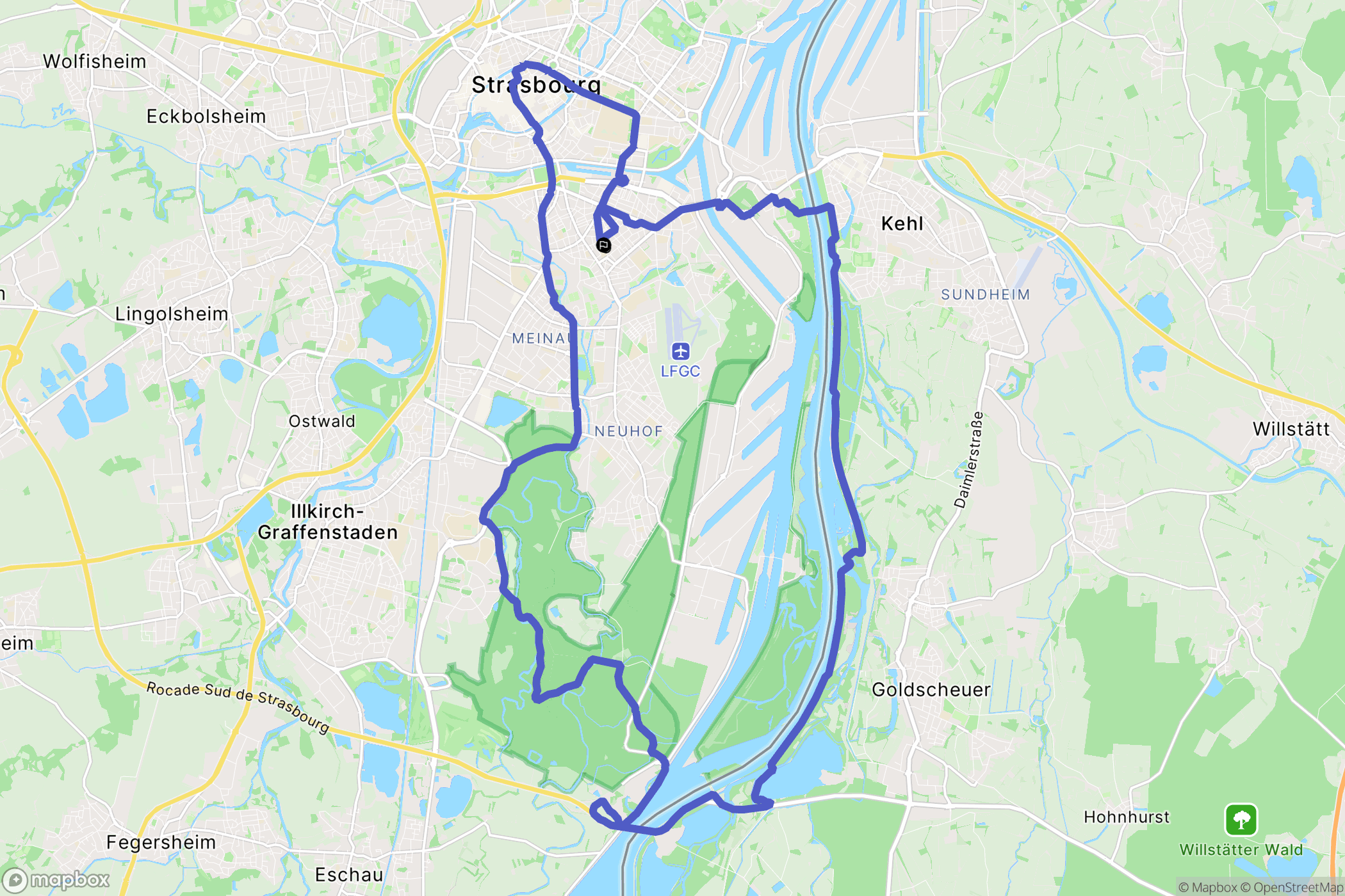 Strasbourg : carte du parcours de randonnée - France