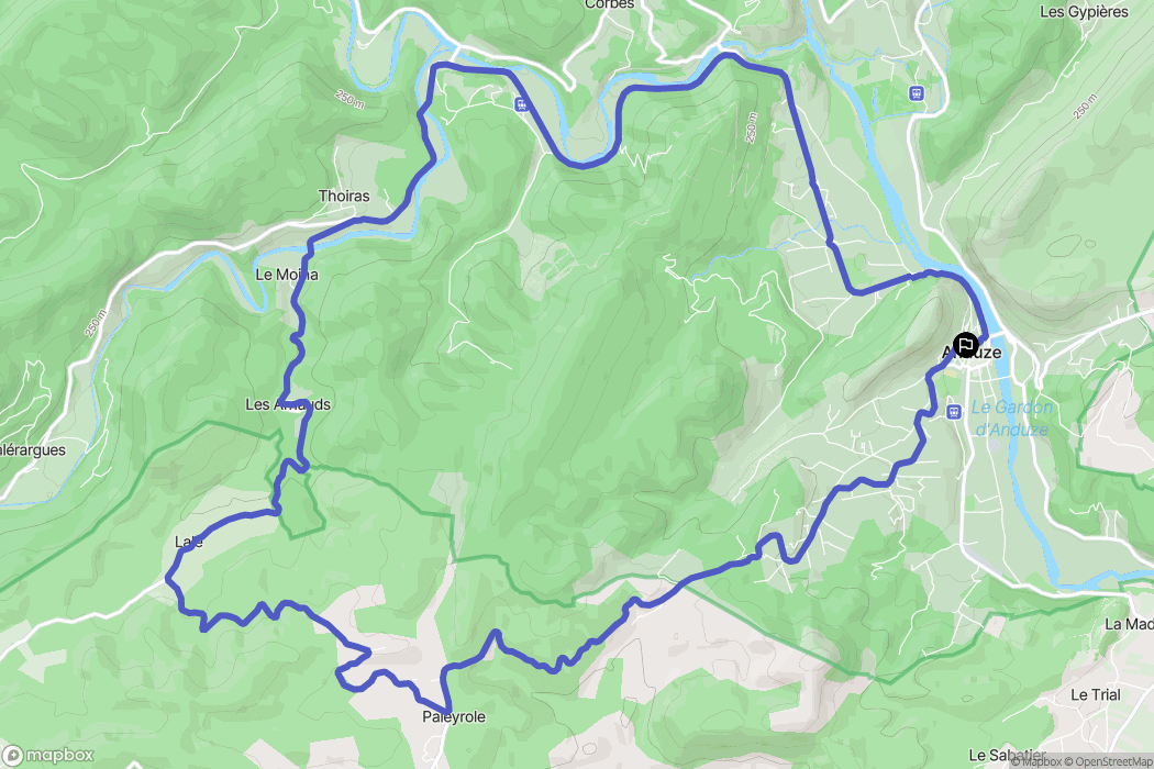 Anduze : carte du parcours de randonnée - France
