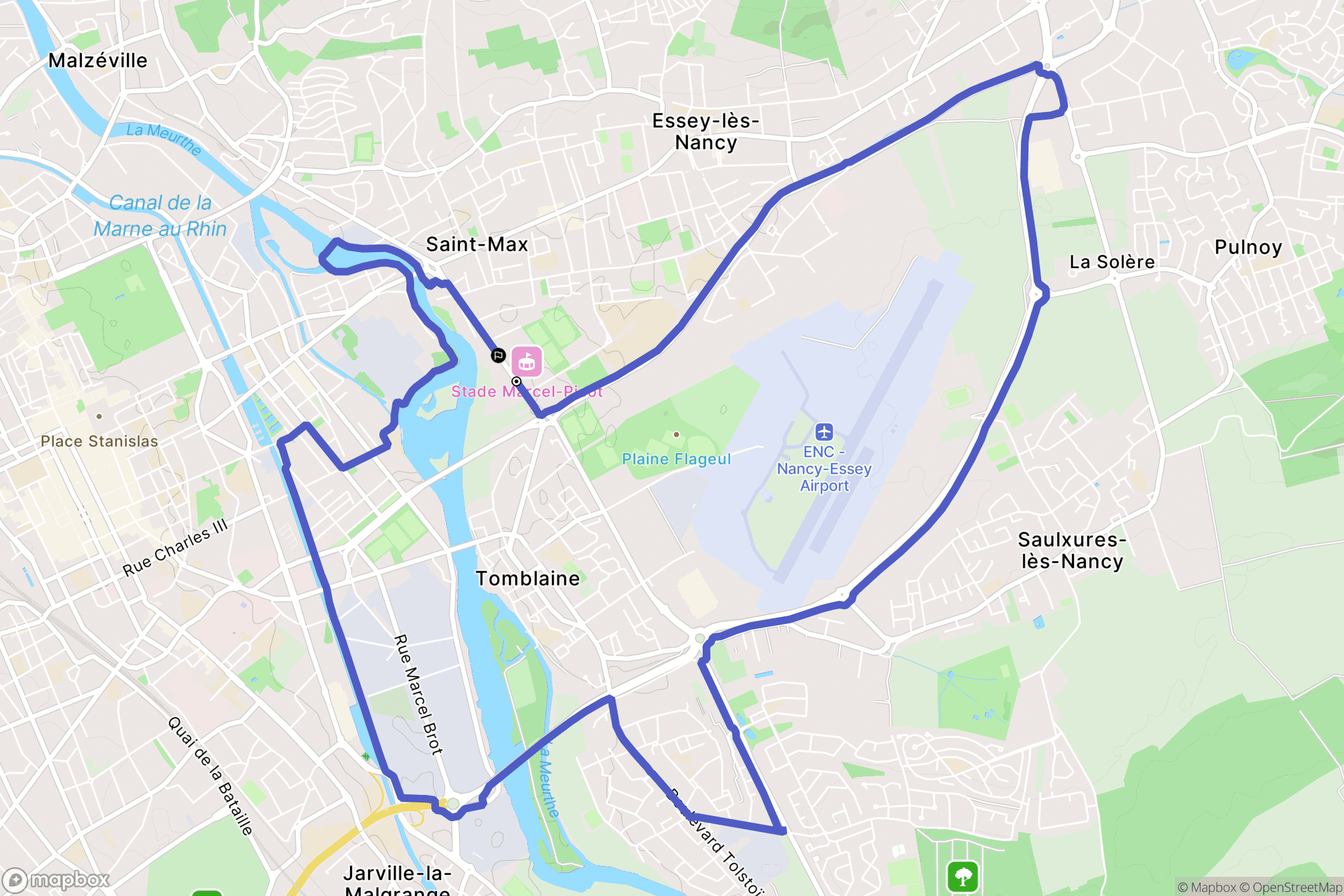 Tomblaine : carte du parcours de randonnée - France