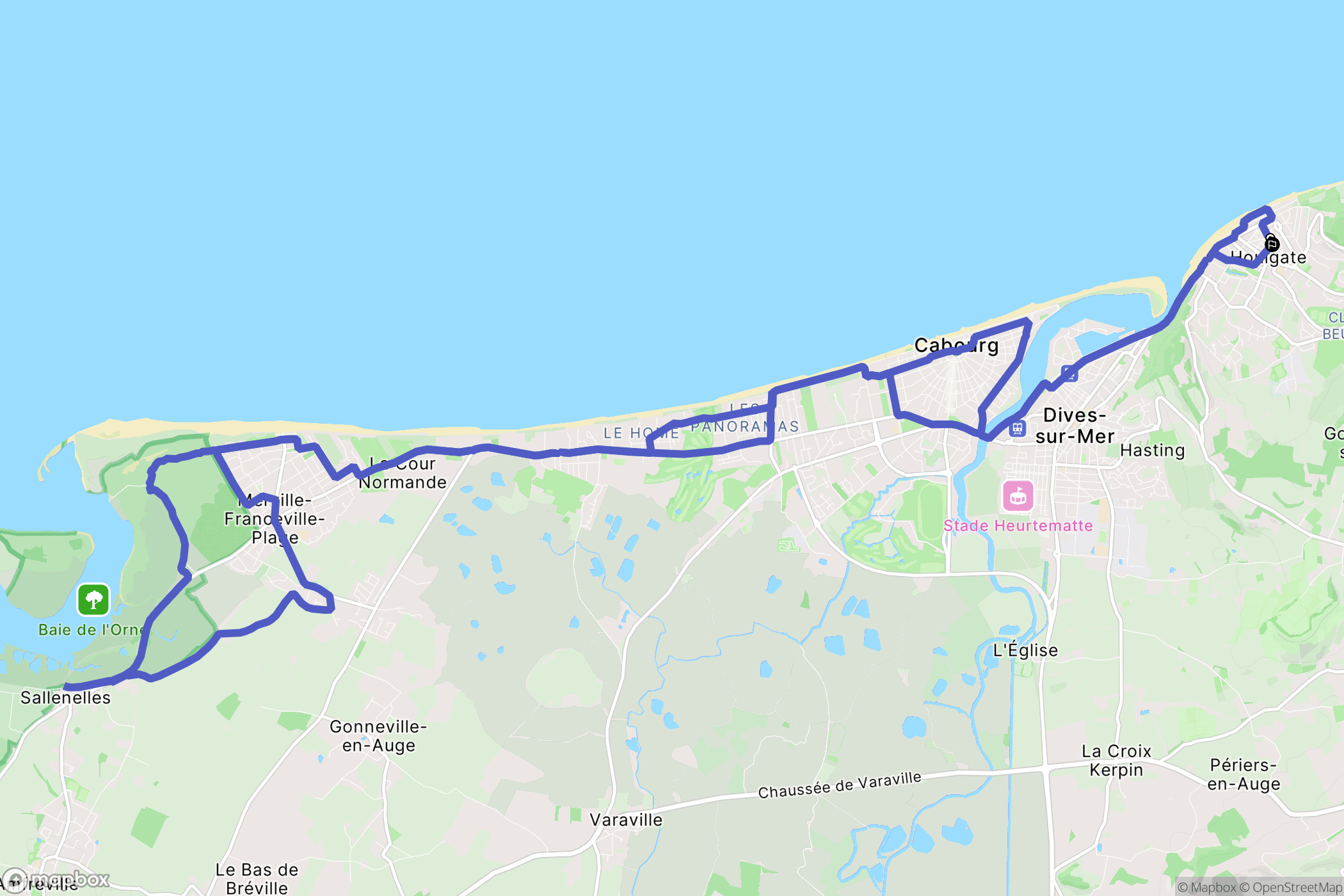 Houlgate : carte du parcours de randonnée - France