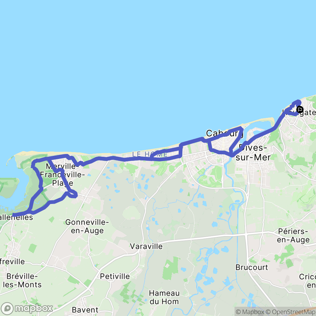 Houlgate : carte du parcours de randonnée - France