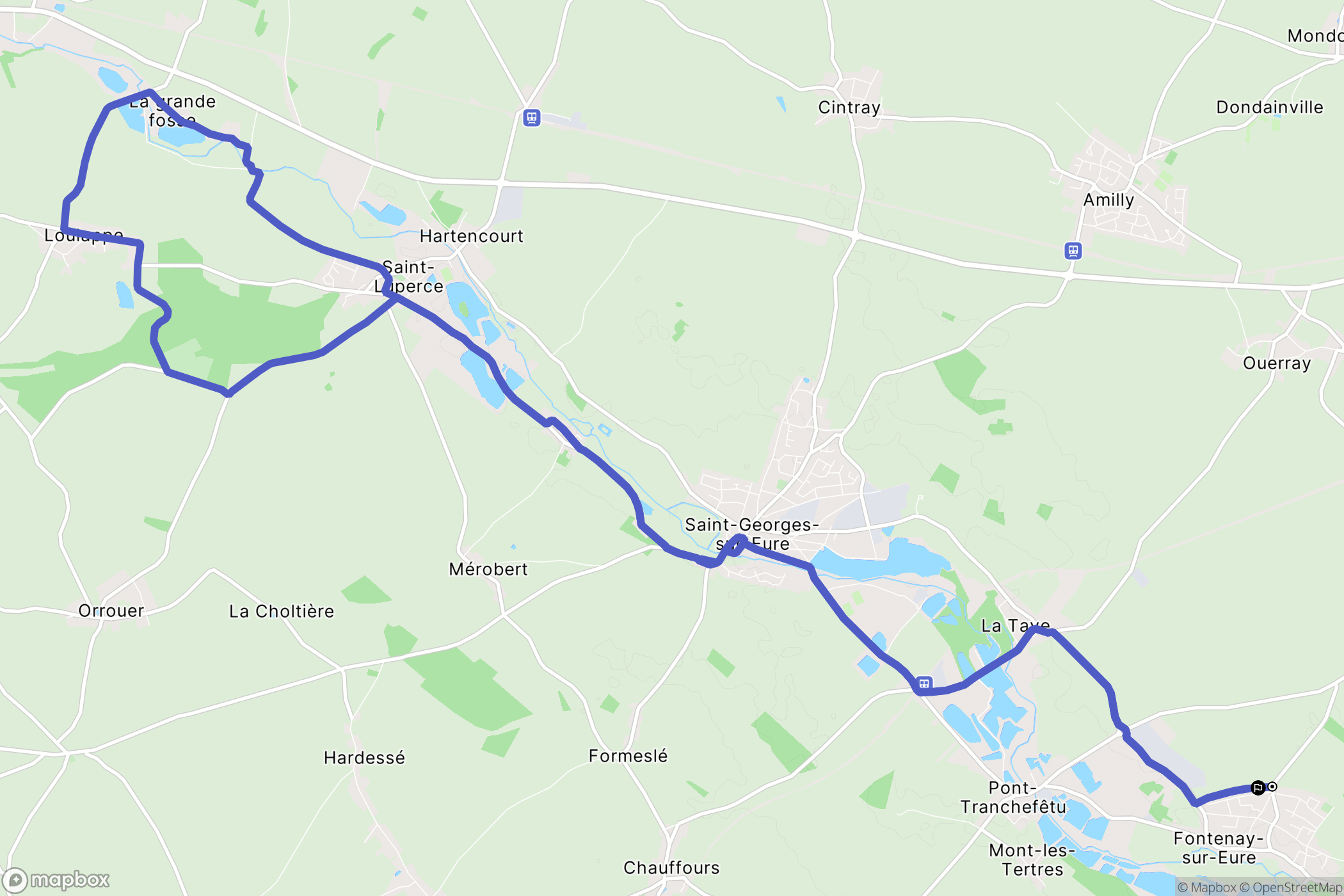 Fontenay-sur-Eure : carte du parcours de randonnée - France