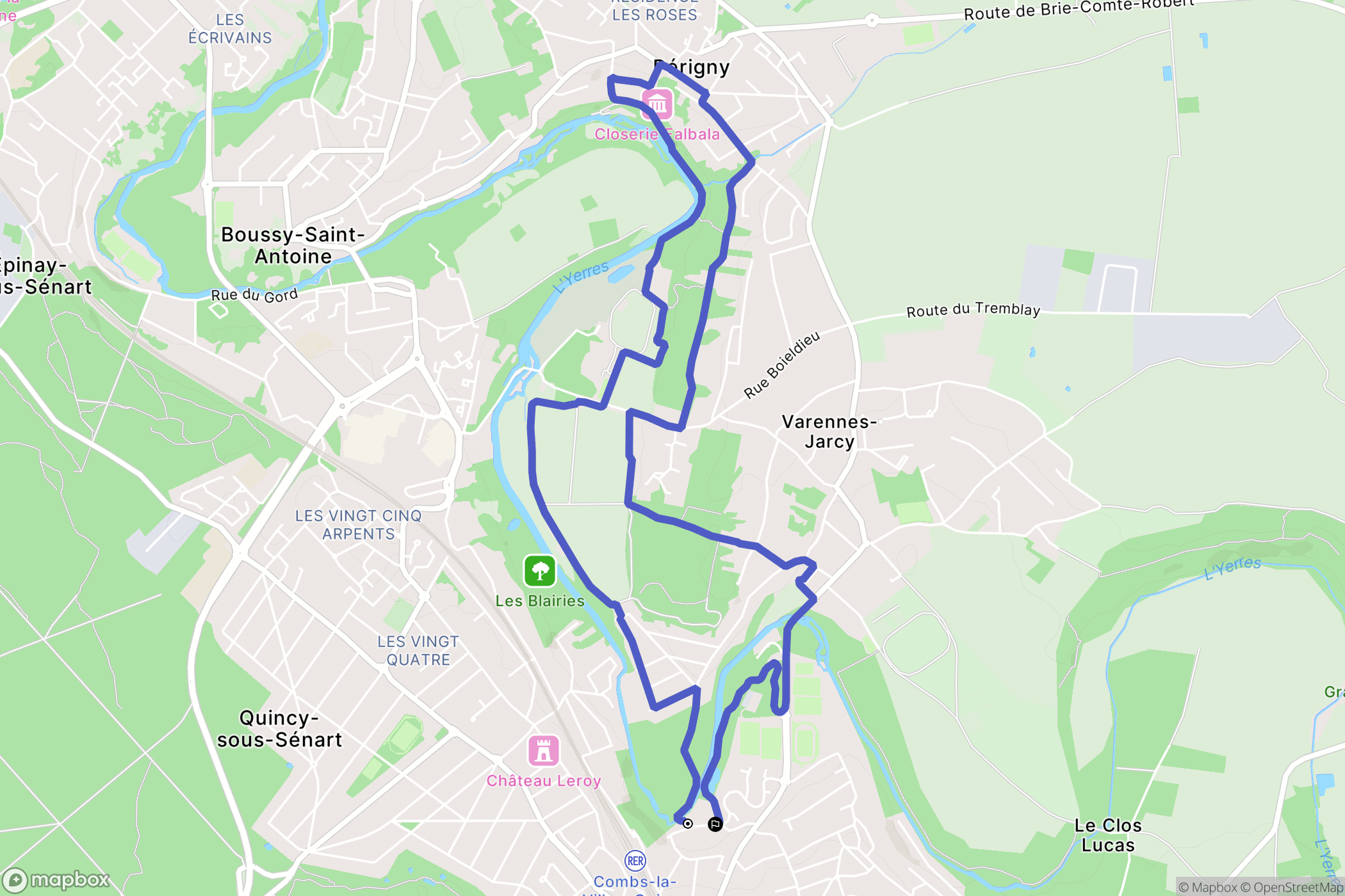 Combs-la-Ville : carte du parcours de randonnée - France