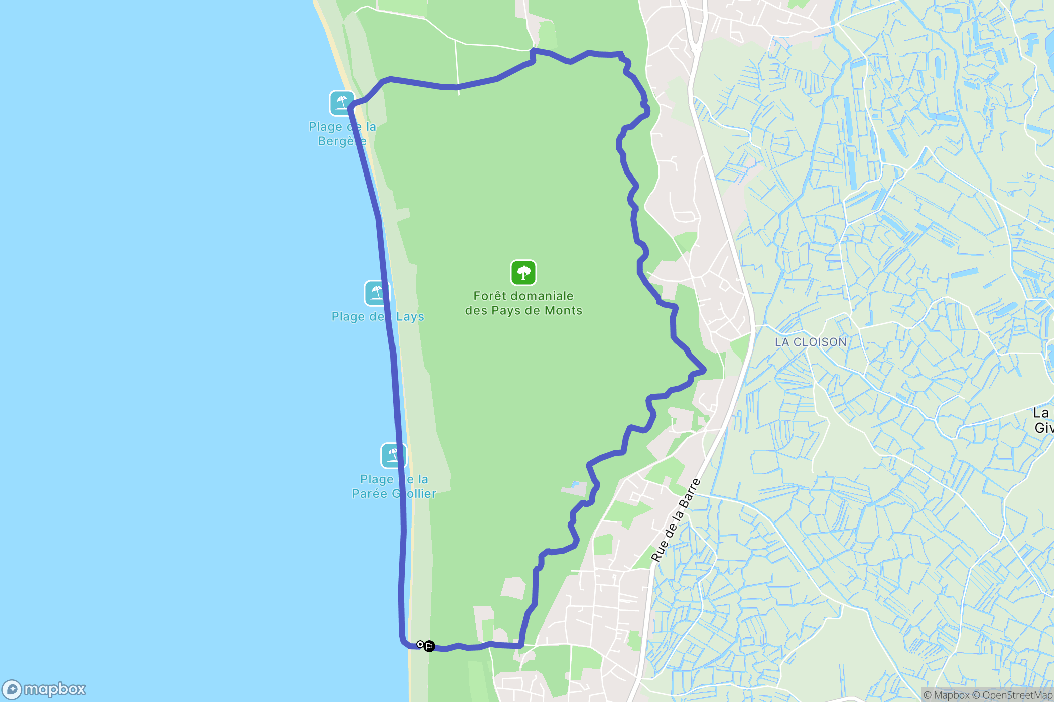 Notre-Dame-de-Monts : carte du parcours de randonnée - France