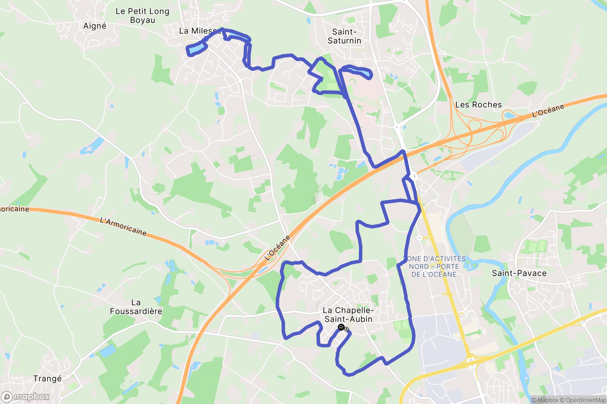 La Chapelle-Saint-Aubin : carte du parcours de randonnée - France