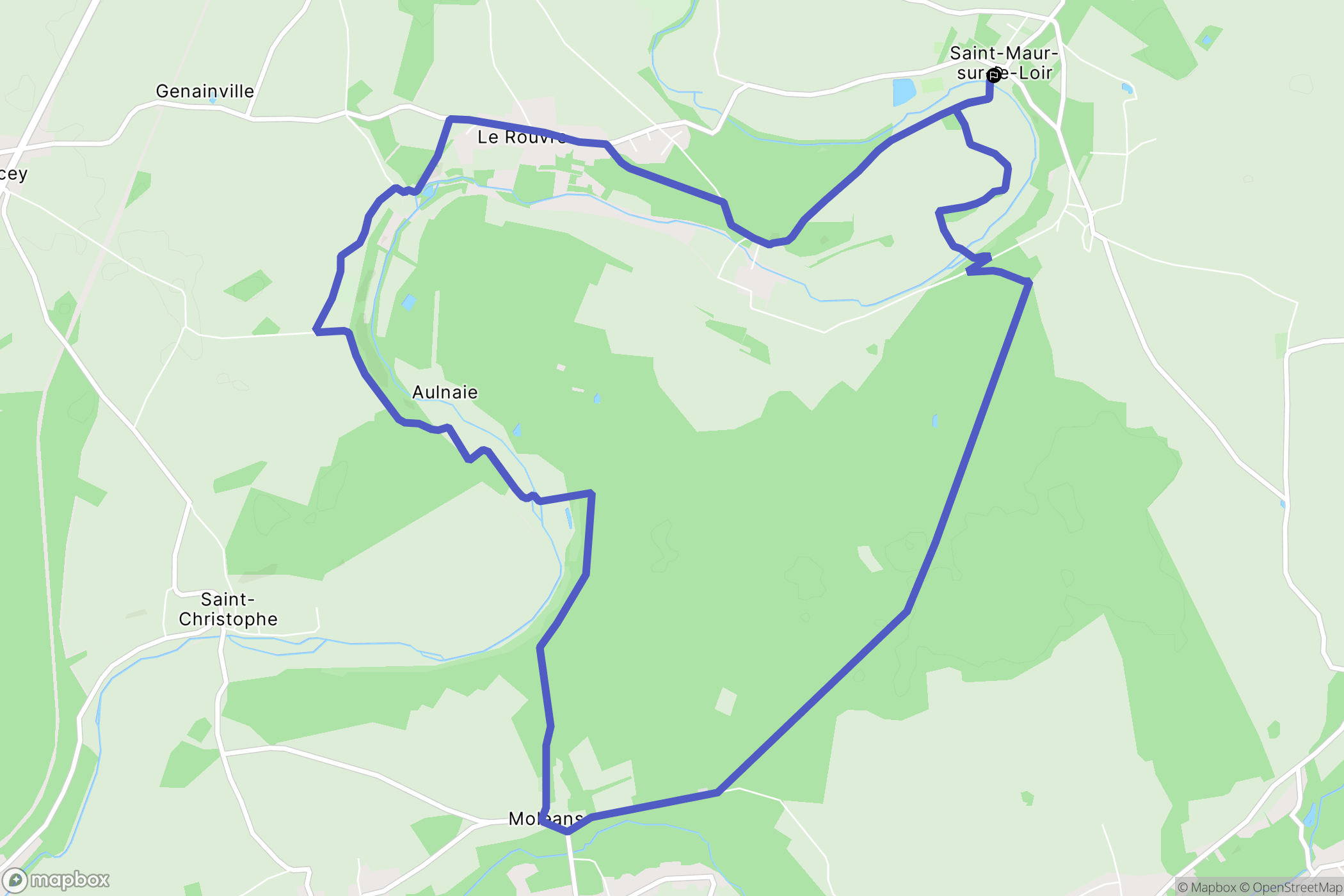 Saint-Maur-sur-le-Loir : carte du parcours de randonnée - France