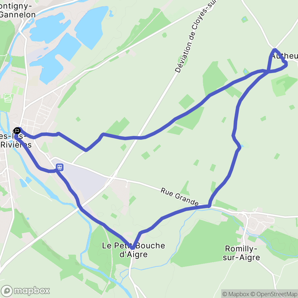 Cloyes-les-Trois-Rivières : carte du parcours de randonnée - France