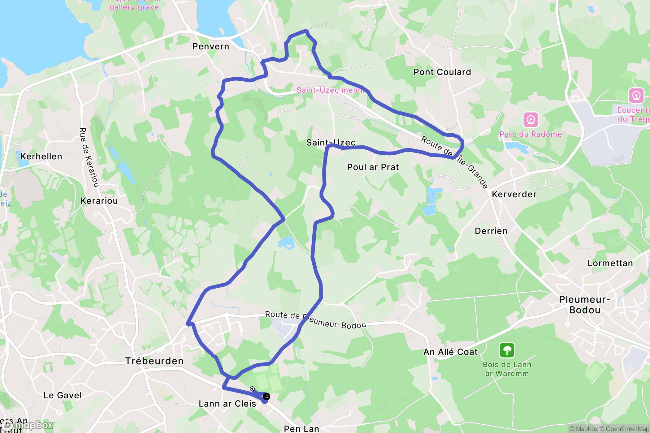Trébeurden : carte du parcours de randonnée - France