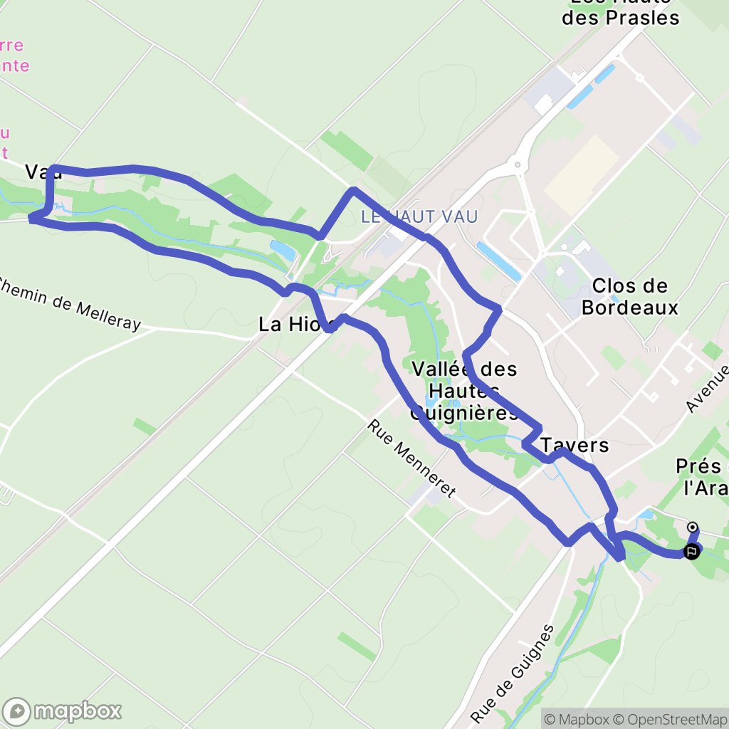 Tavers : carte du parcours de randonnée - France