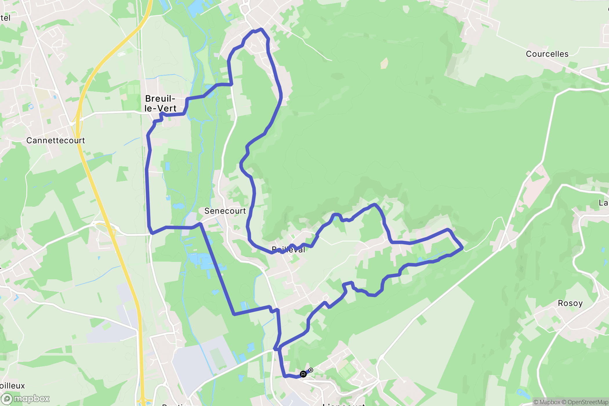 Bailleval : carte du parcours de randonnée - France