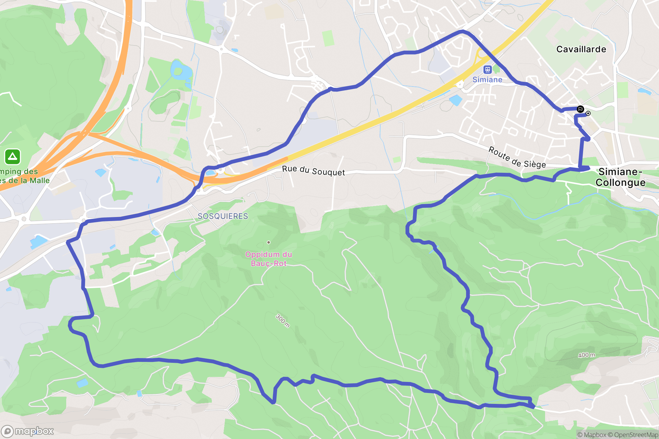 Simiane-Collongue : carte du parcours de randonnée - France