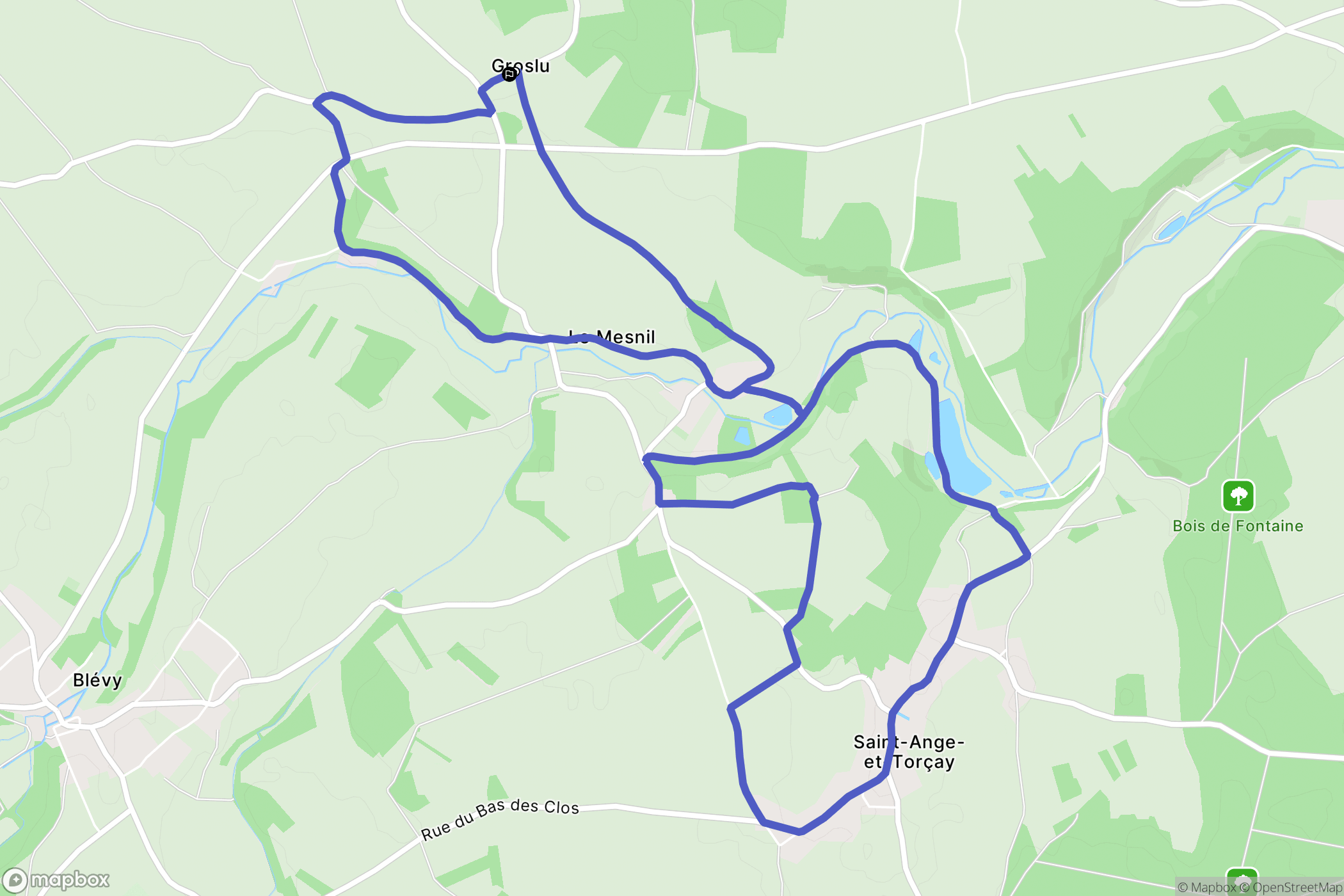 Saint-Ange-et-Torçay : carte du parcours de randonnée - France