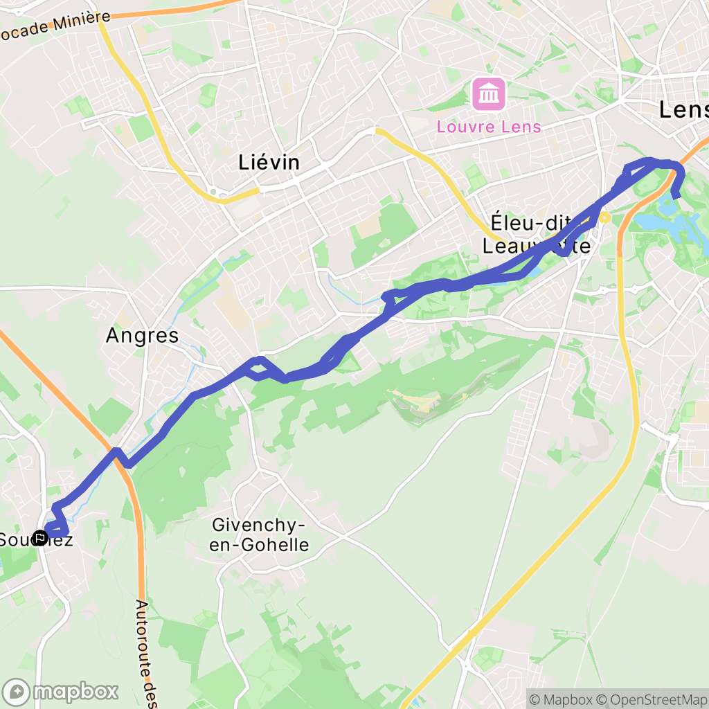 Souchez : carte du parcours de randonnée - France