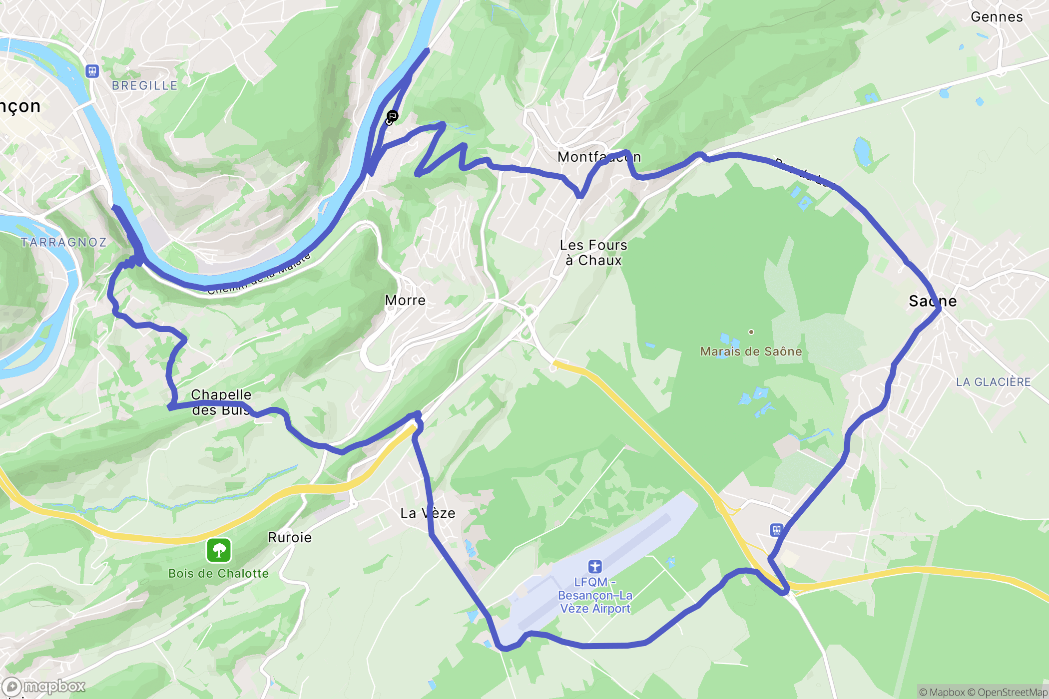 Montfaucon : carte du parcours de randonnée - France