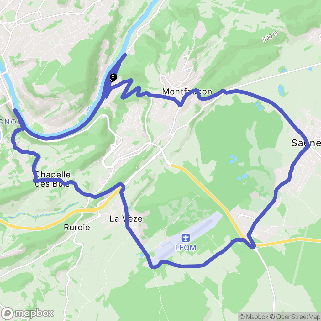 Montfaucon : carte du parcours de randonnée - France