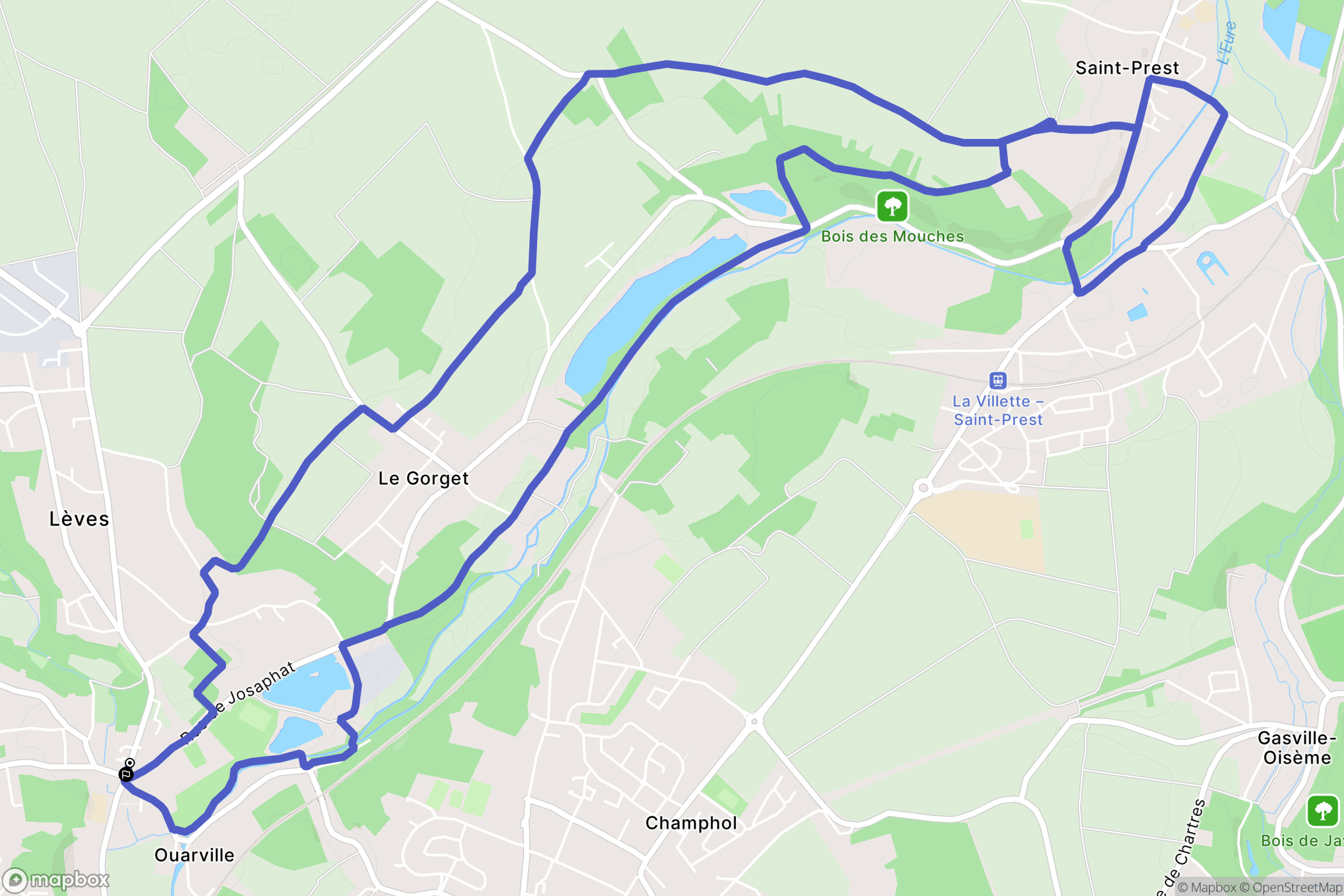 Lèves : carte du parcours de randonnée - France