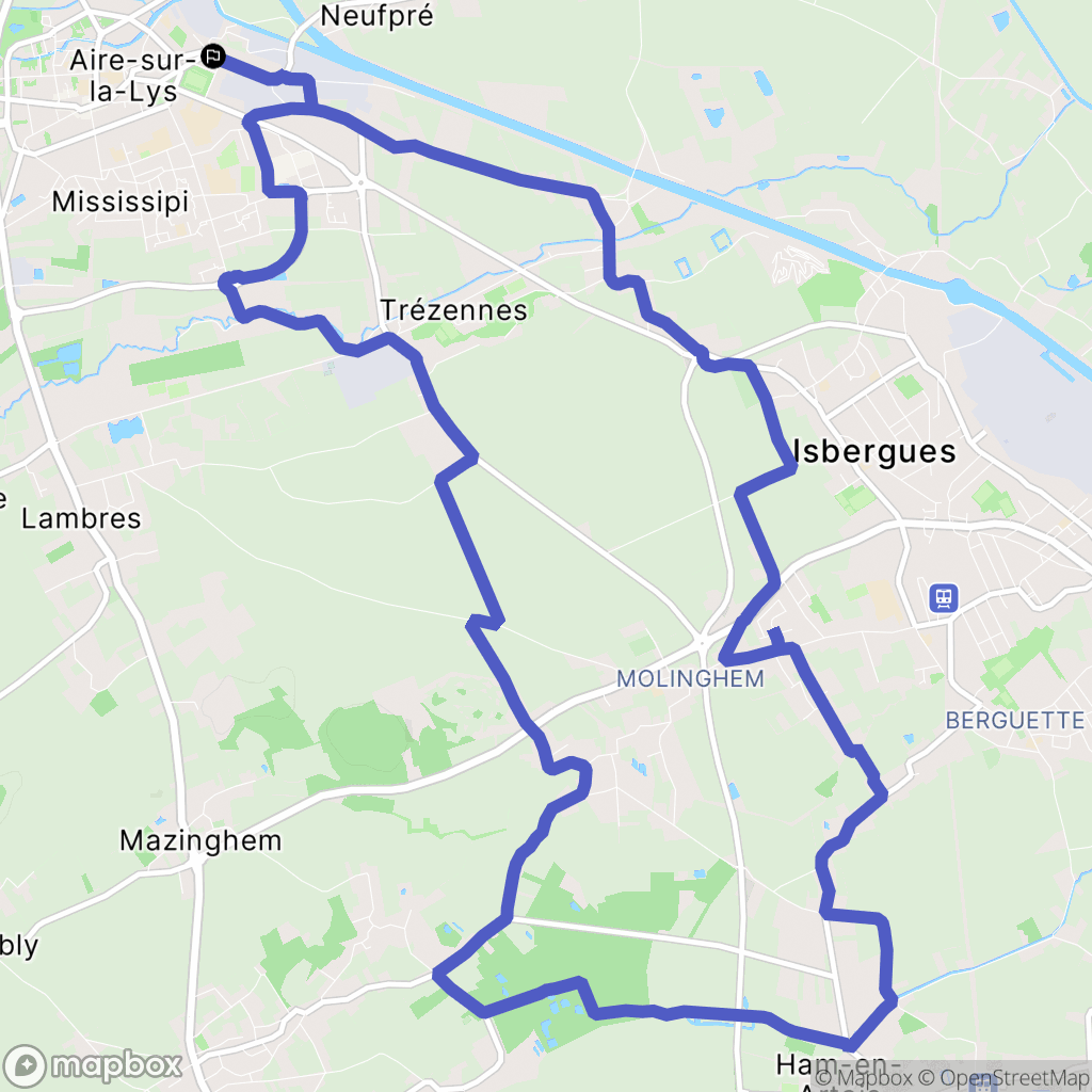 Aire-sur-la-Lys : carte du parcours de randonnée - France