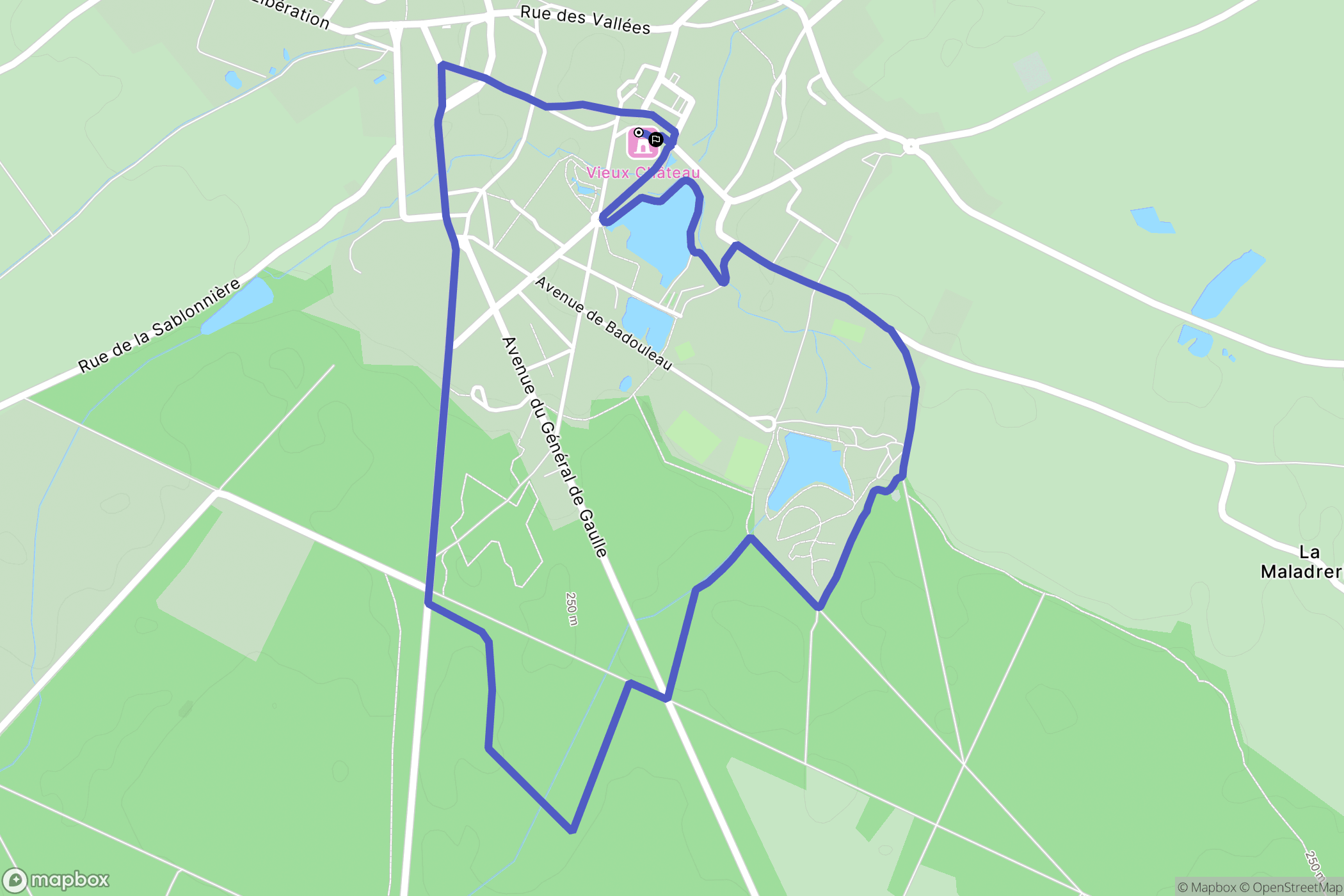 Senonches : carte du parcours de randonnée - France