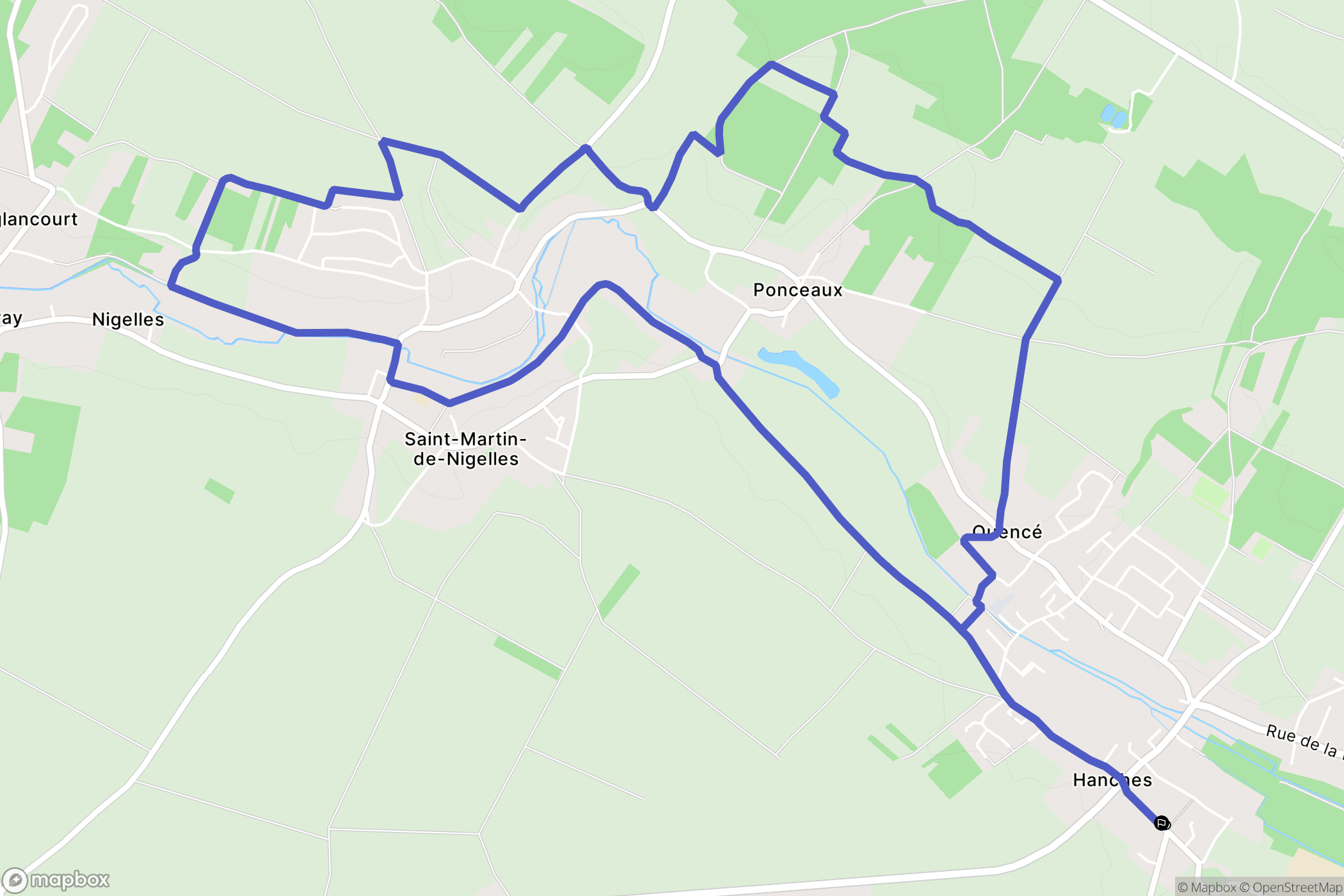 Hanches : carte du parcours de randonnée - France