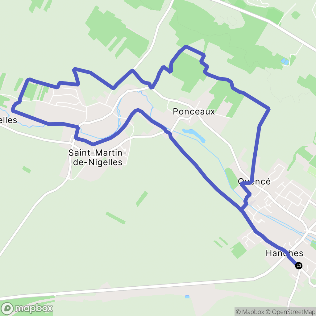 Hanches : carte du parcours de randonnée - France
