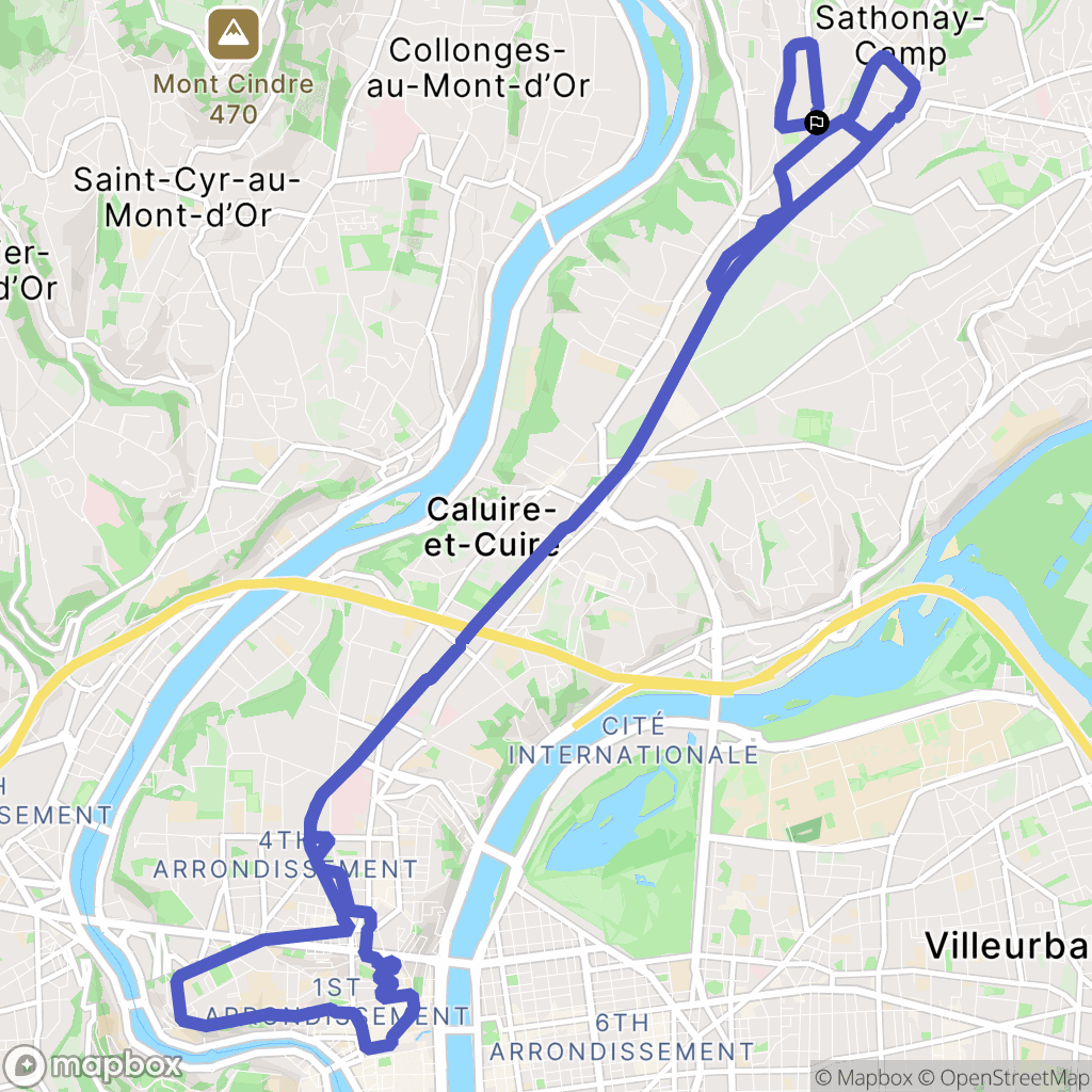 Sathonay-Camp : carte du parcours de randonnée - France