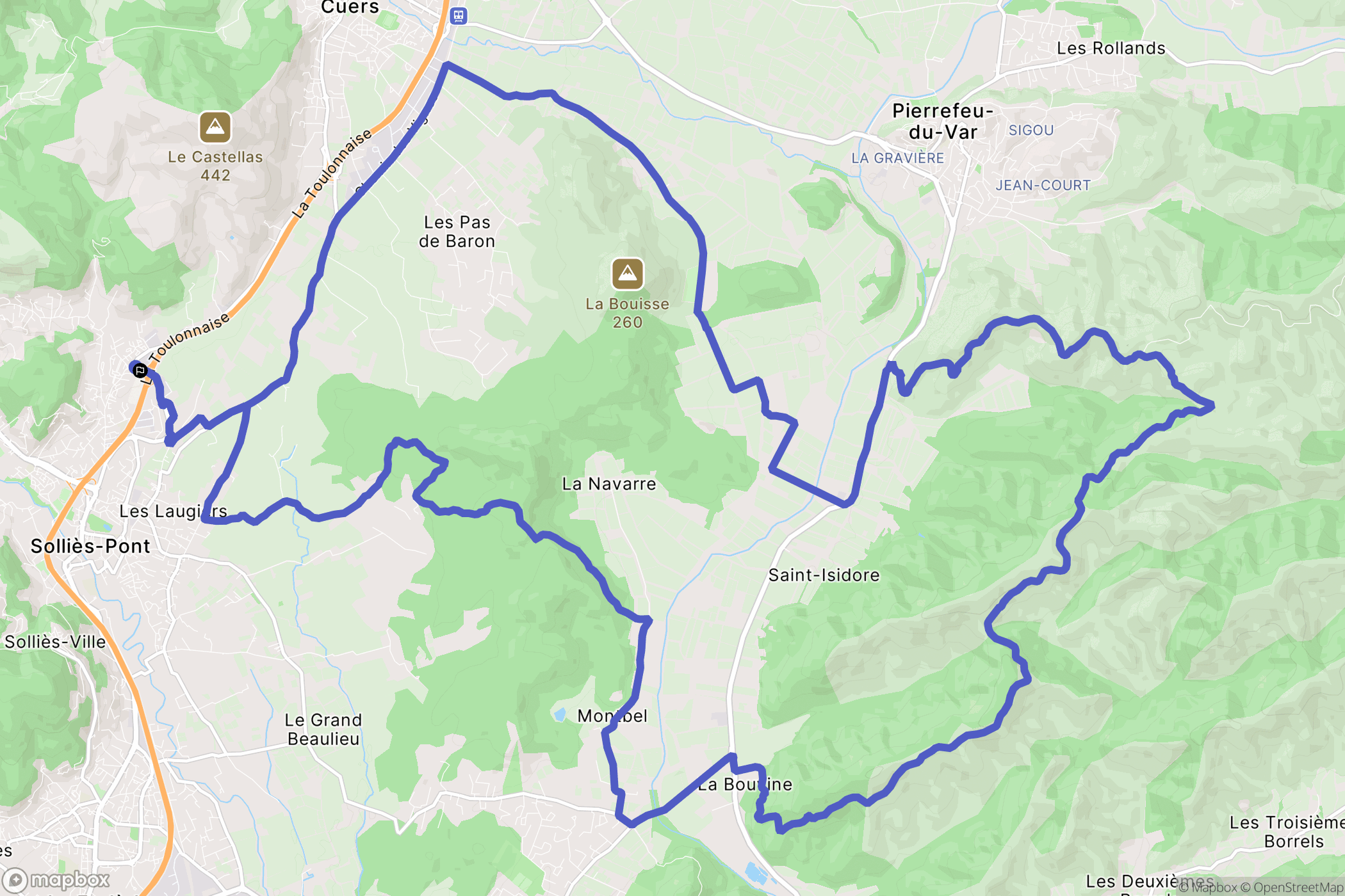 Solliès-Pont : carte du parcours de randonnée - France