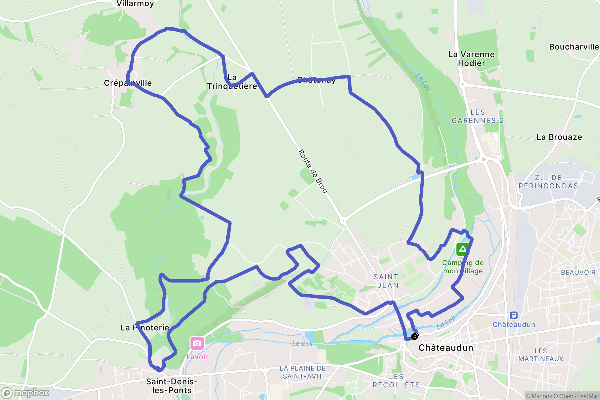Châteaudun : carte du parcours de randonnée - France