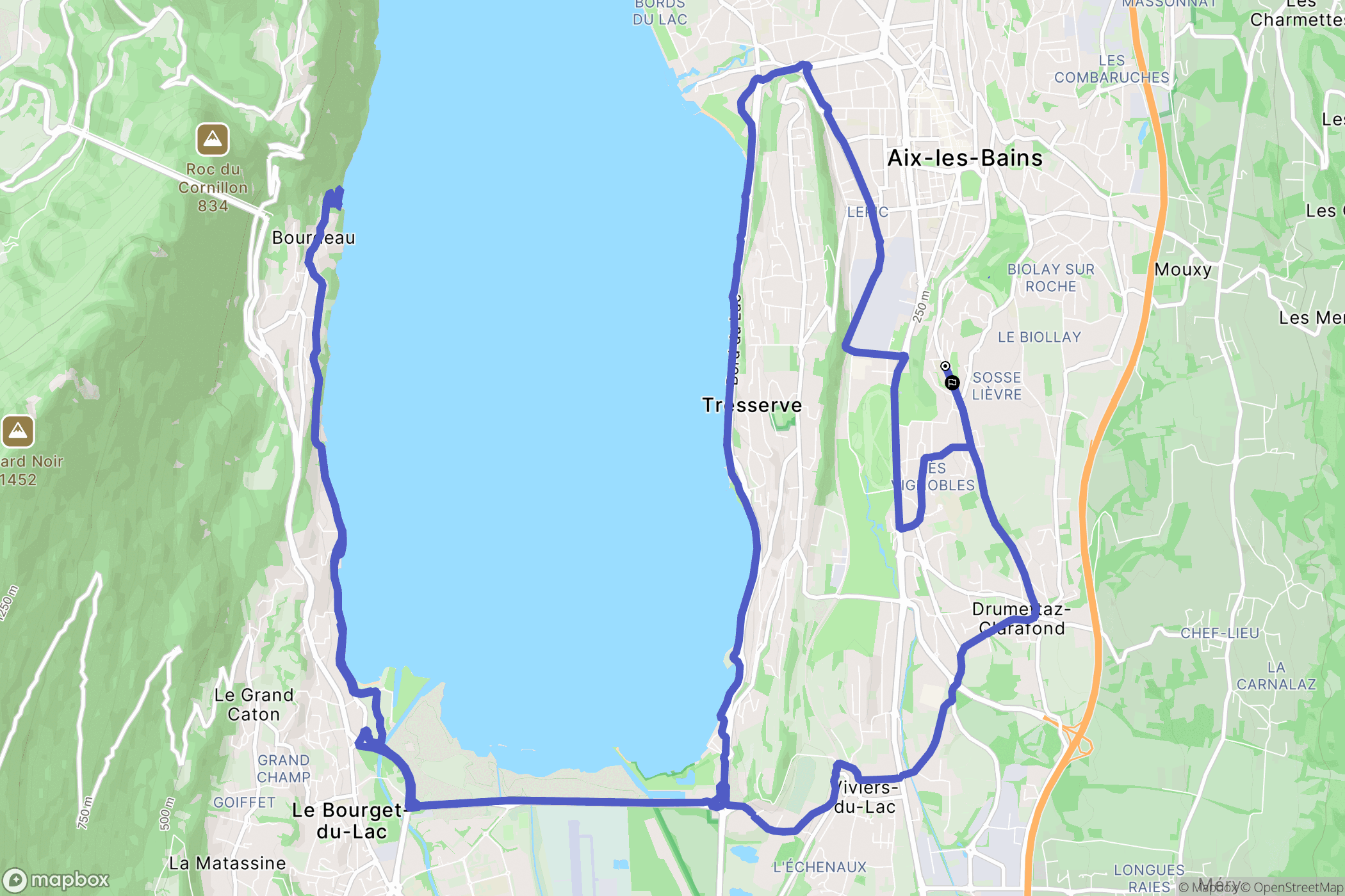 Aix-les-Bains : carte du parcours de randonnée - France