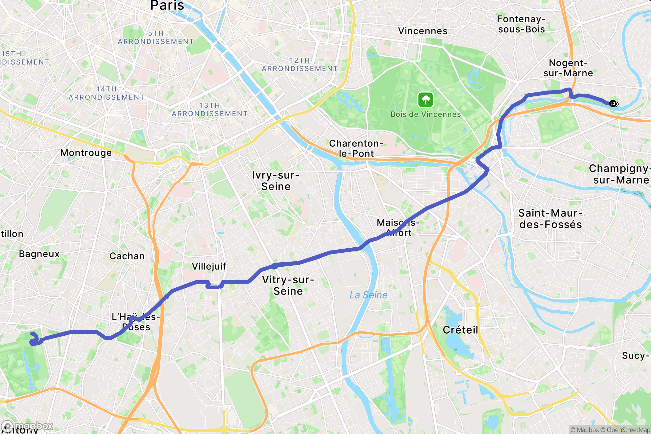 Le Perreux-sur-Marne : carte du parcours de randonnée - France