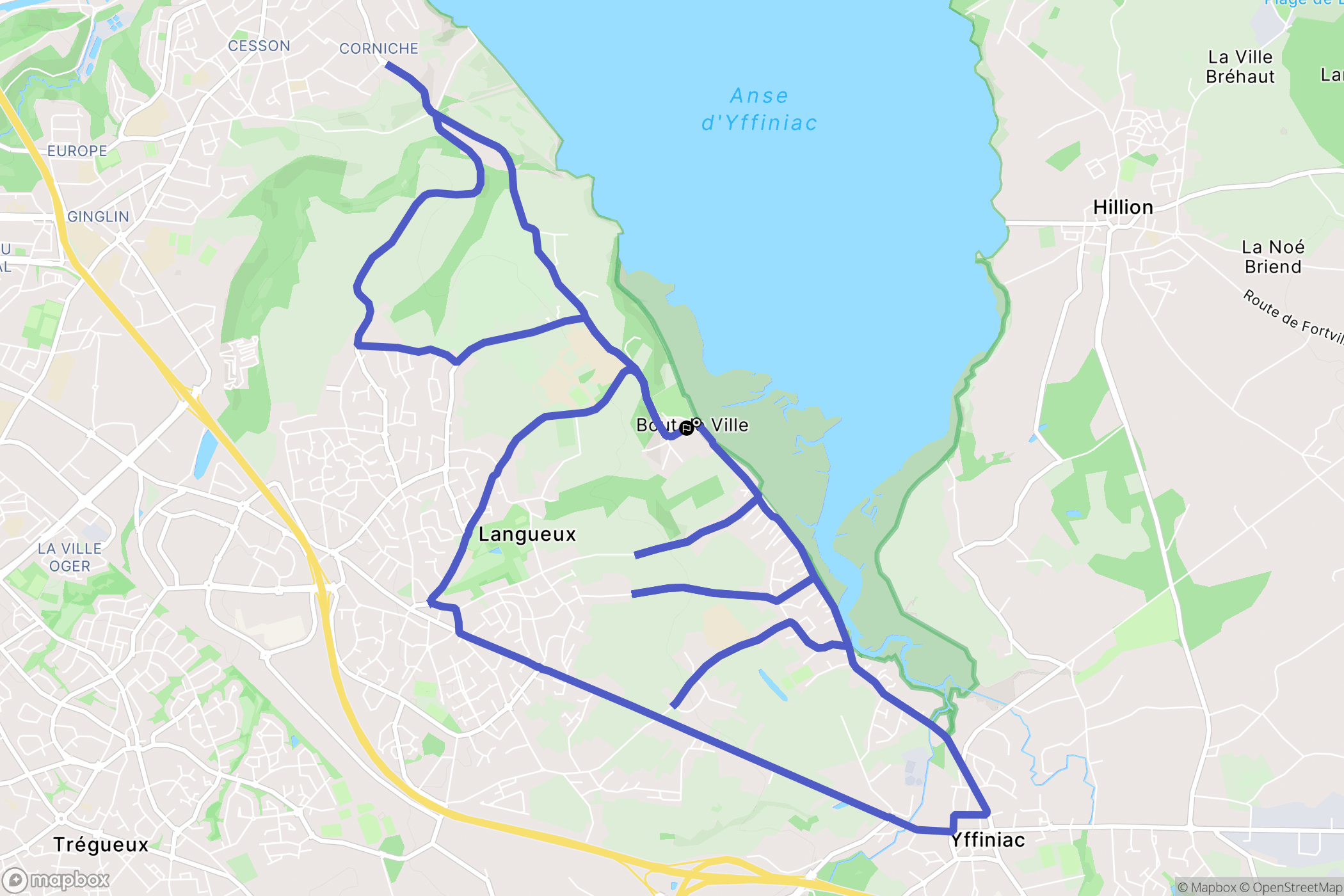 Langueux : carte du parcours de randonnée - France