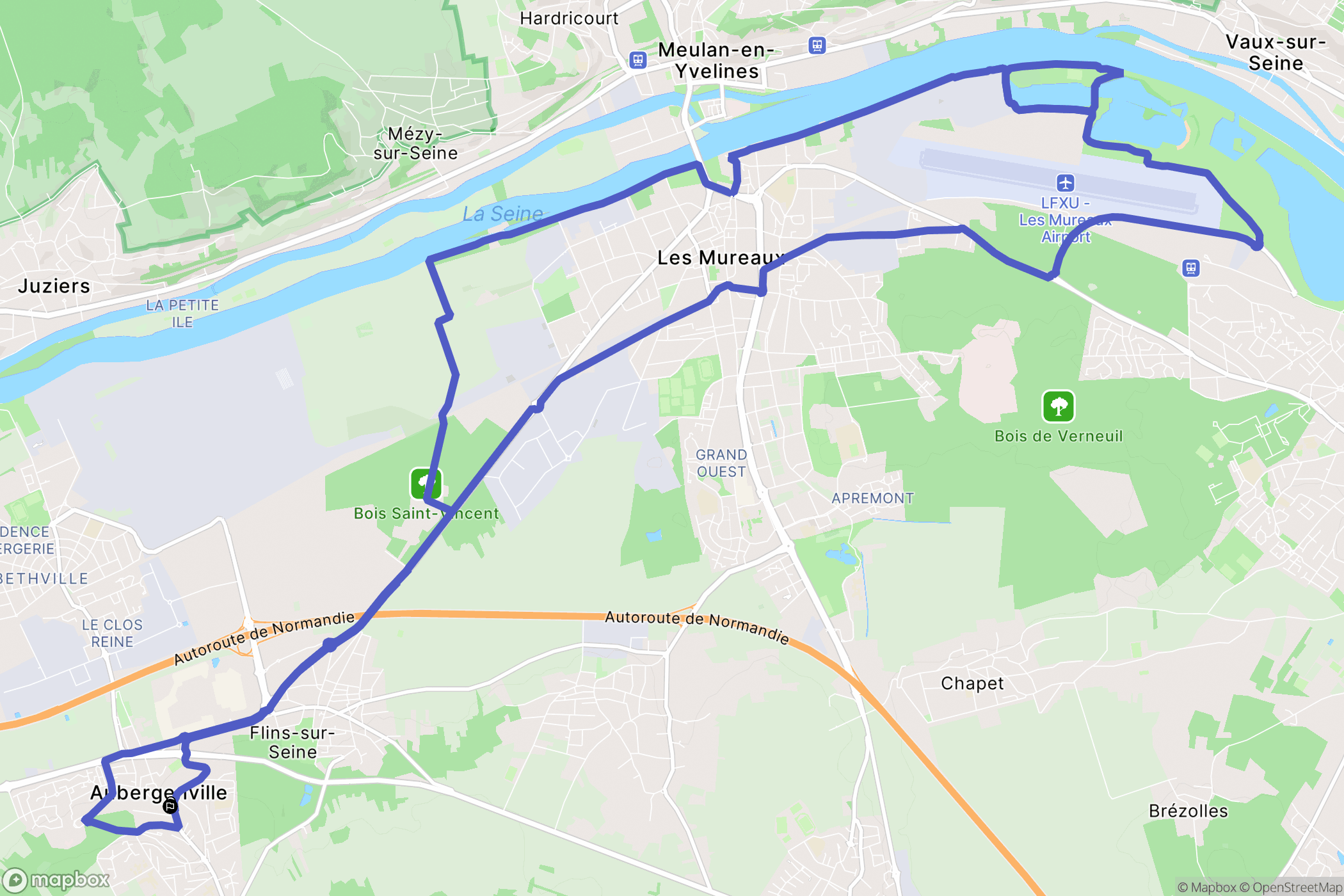 Aubergenville : carte du parcours de randonnée - France