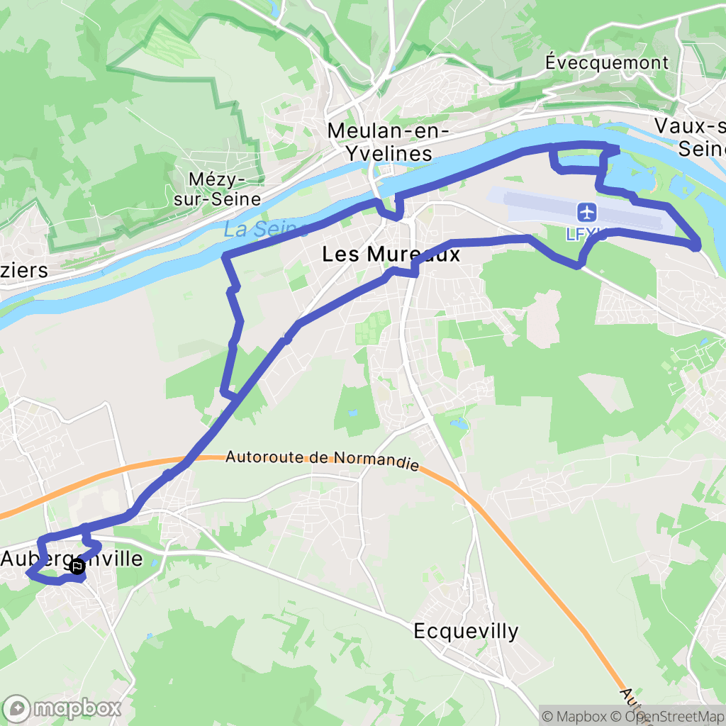 Aubergenville : carte du parcours de randonnée - France