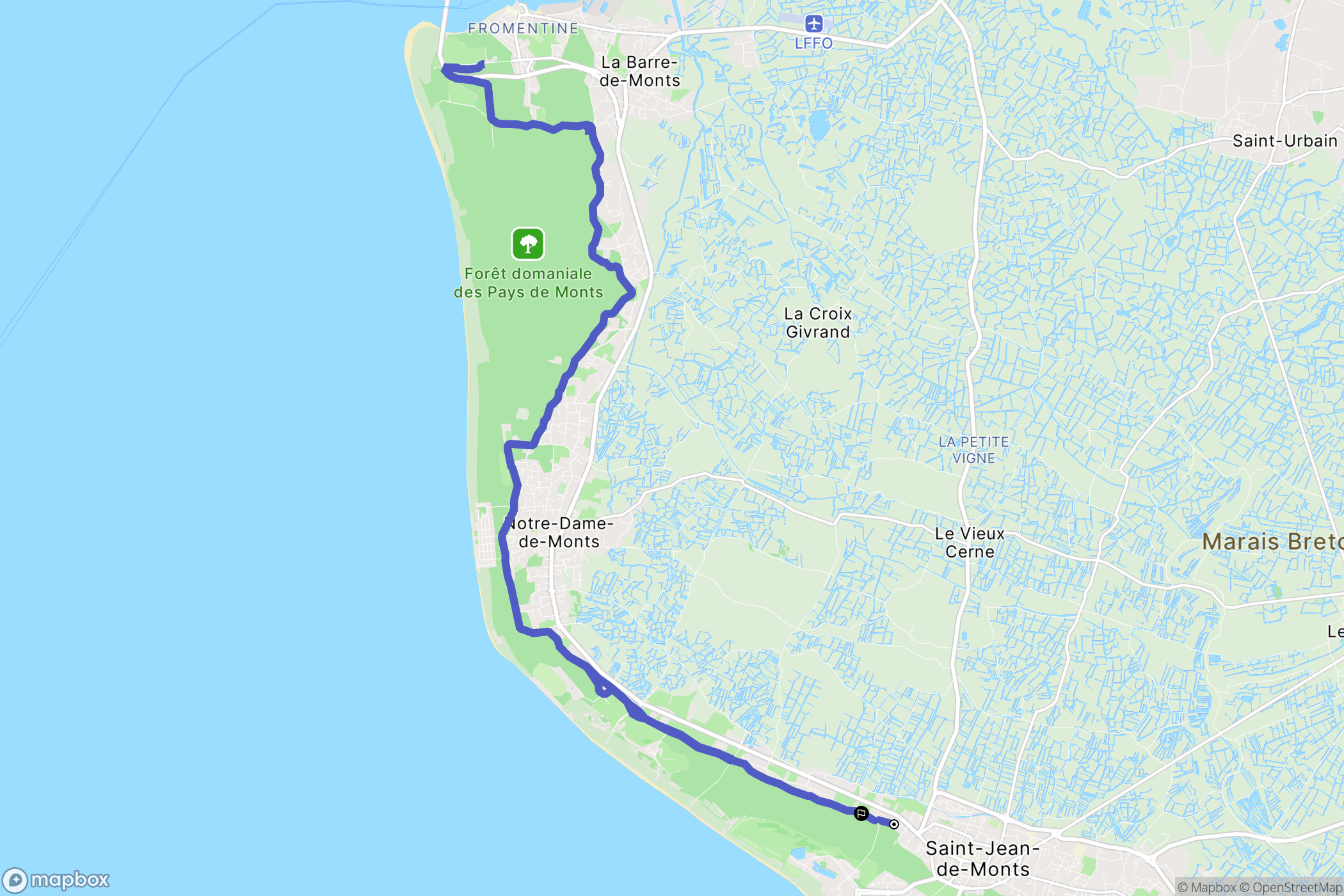 Saint-Jean-de-Monts : carte du parcours de randonnée - France