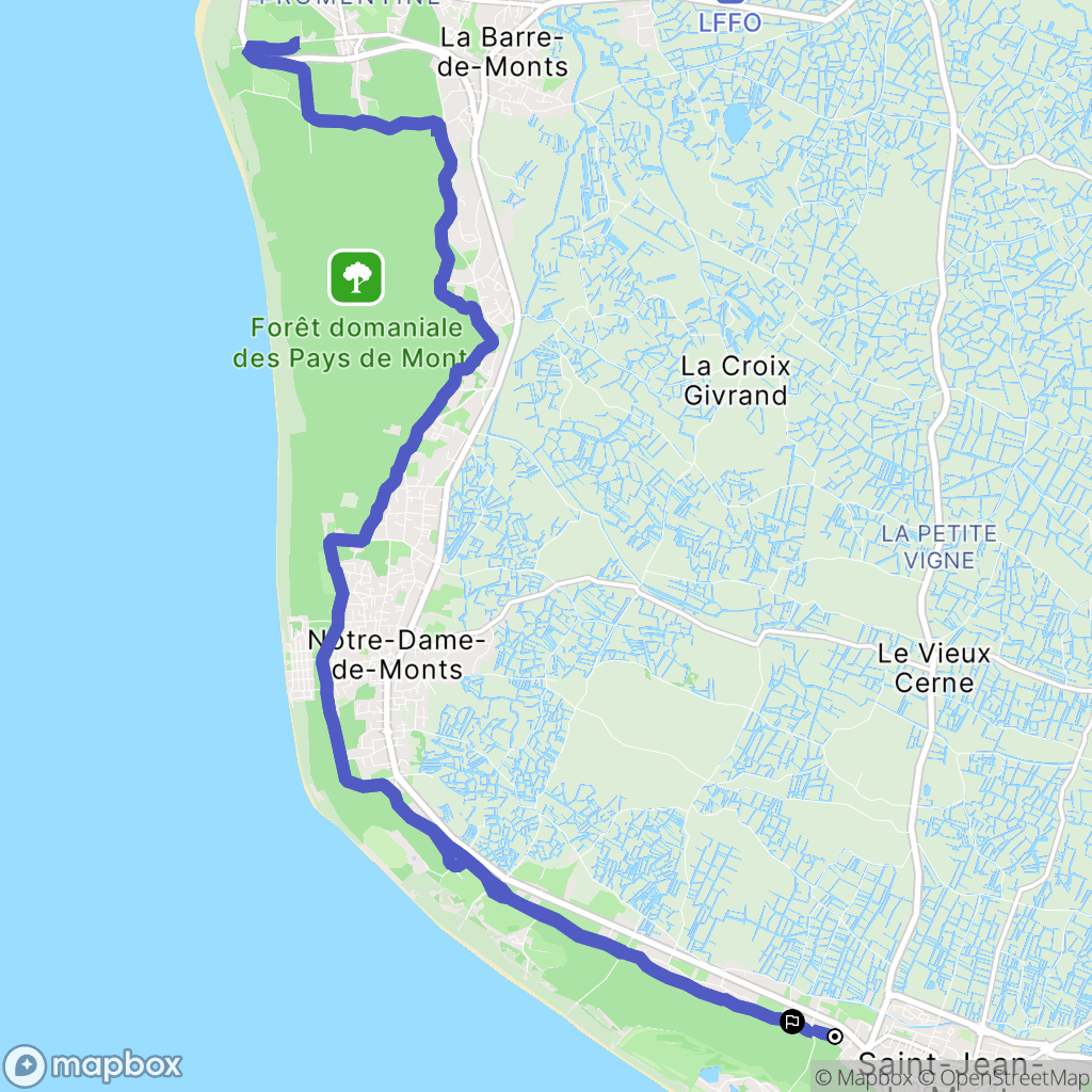 Saint-Jean-de-Monts : carte du parcours de randonnée - France