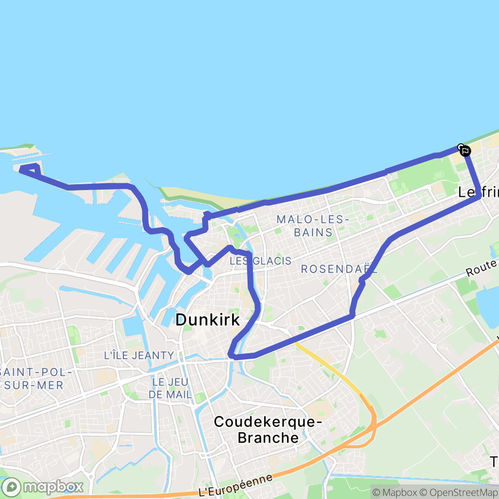 Dunkerque : carte du parcours de randonnée - France