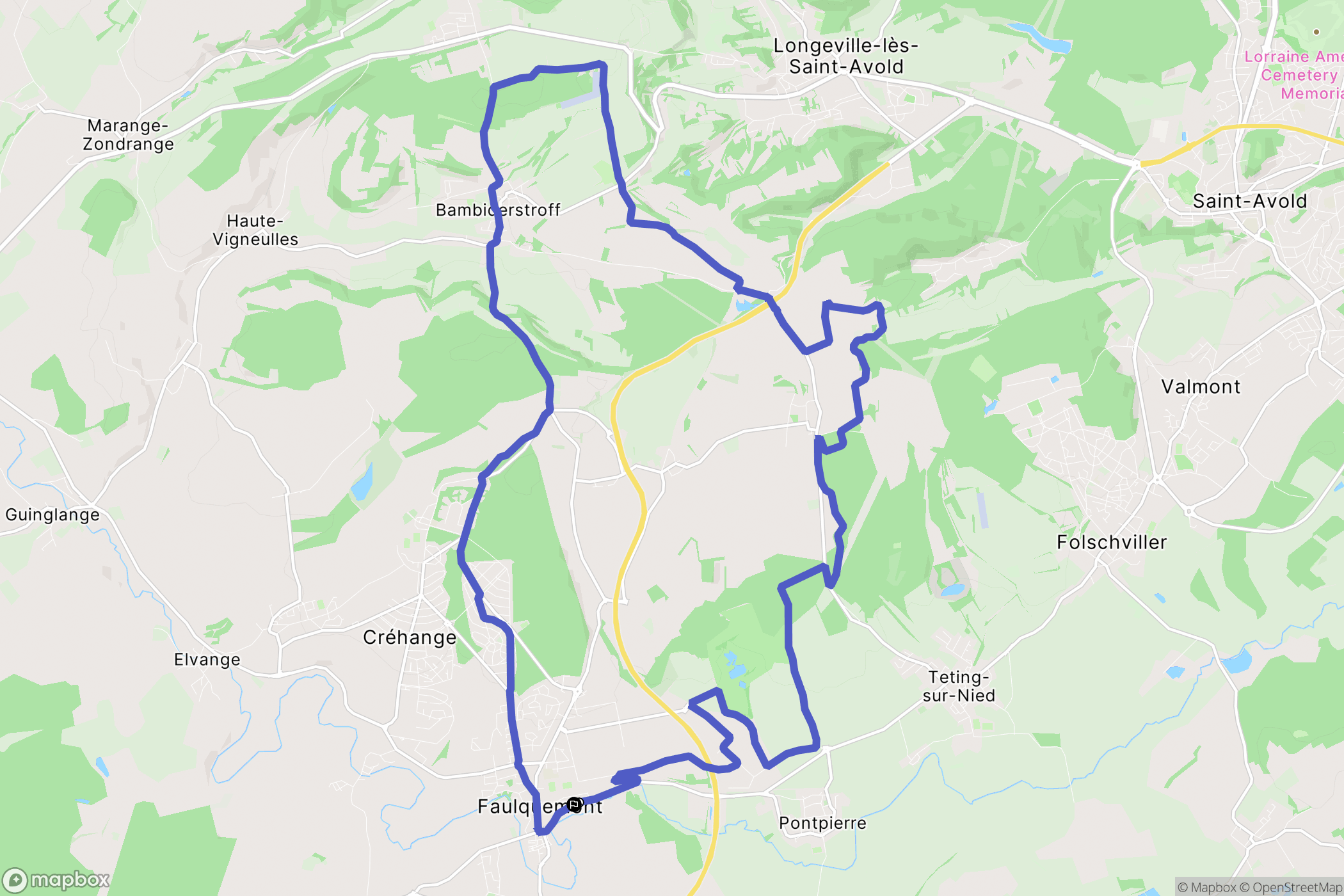 Faulquemont : carte du parcours de randonnée - France