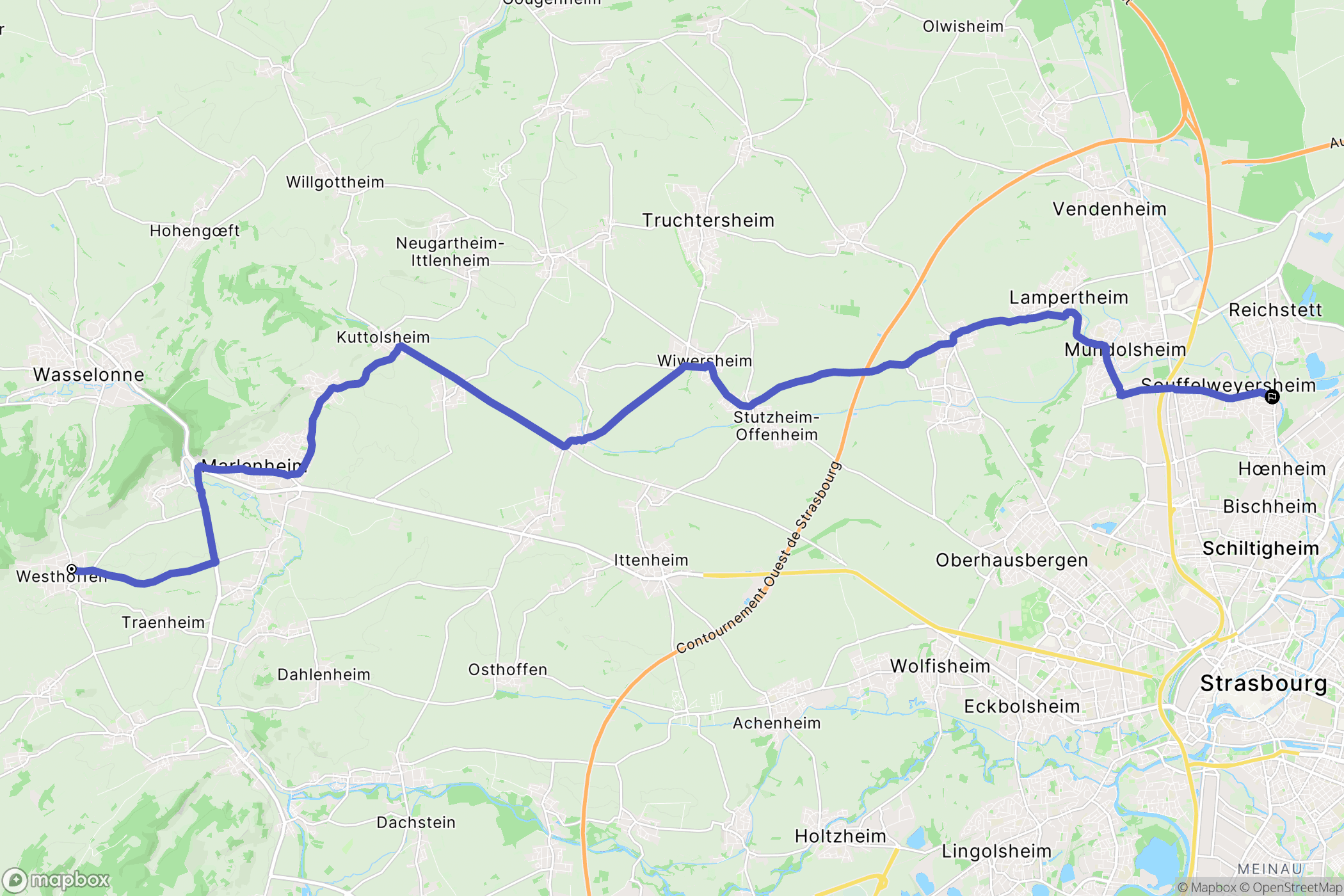 Westhoffen : carte du parcours de randonnée - France