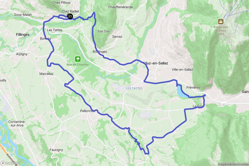 Fillinges : carte du parcours de randonnée - France