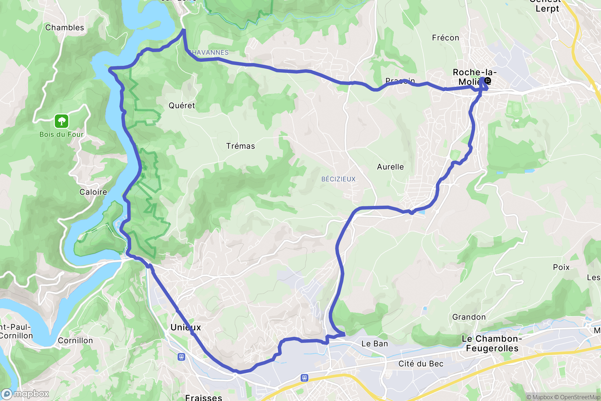 Roche-la-Molière : carte du parcours de randonnée - France