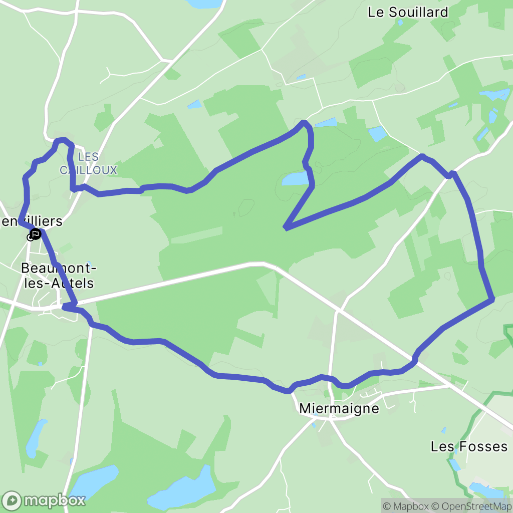 Beaumont-les-Autels : carte du parcours de randonnée - France