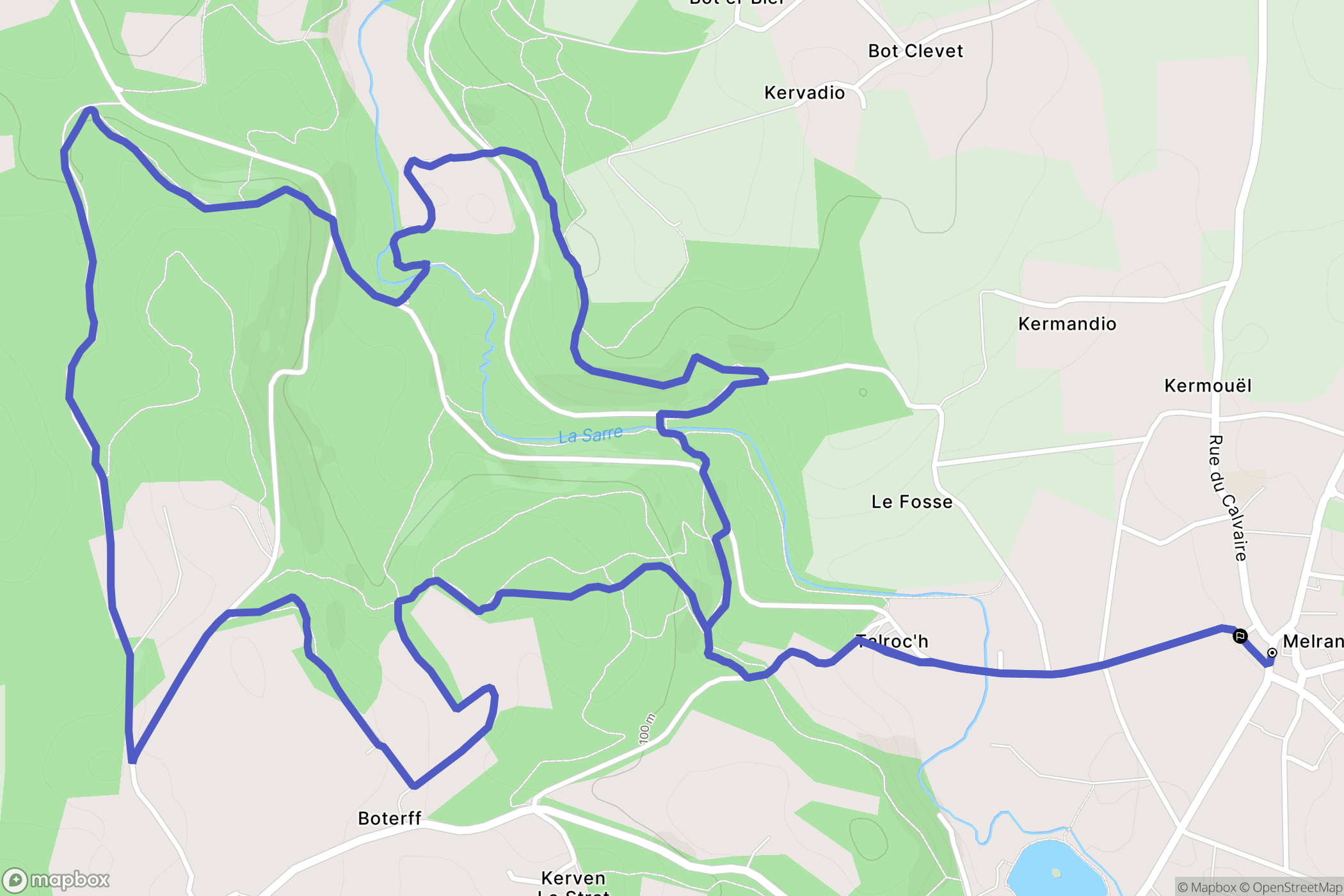Melrand : carte du parcours de randonnée - France