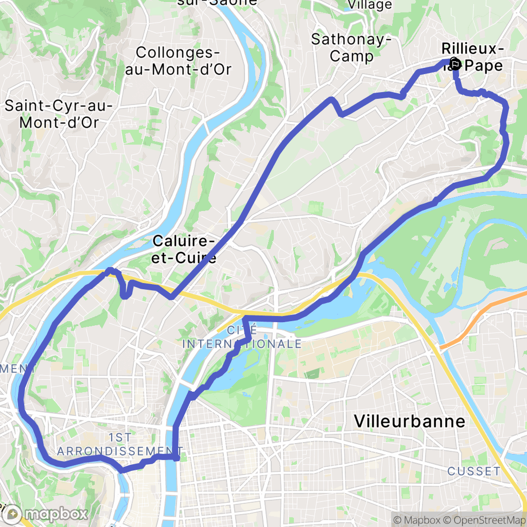 Rillieux-la-Pape : carte du parcours de randonnée - France