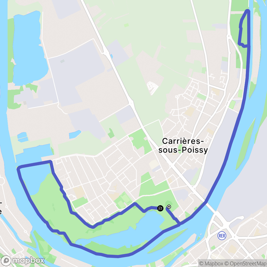 Carrières-sous-Poissy : carte du parcours de randonnée - France