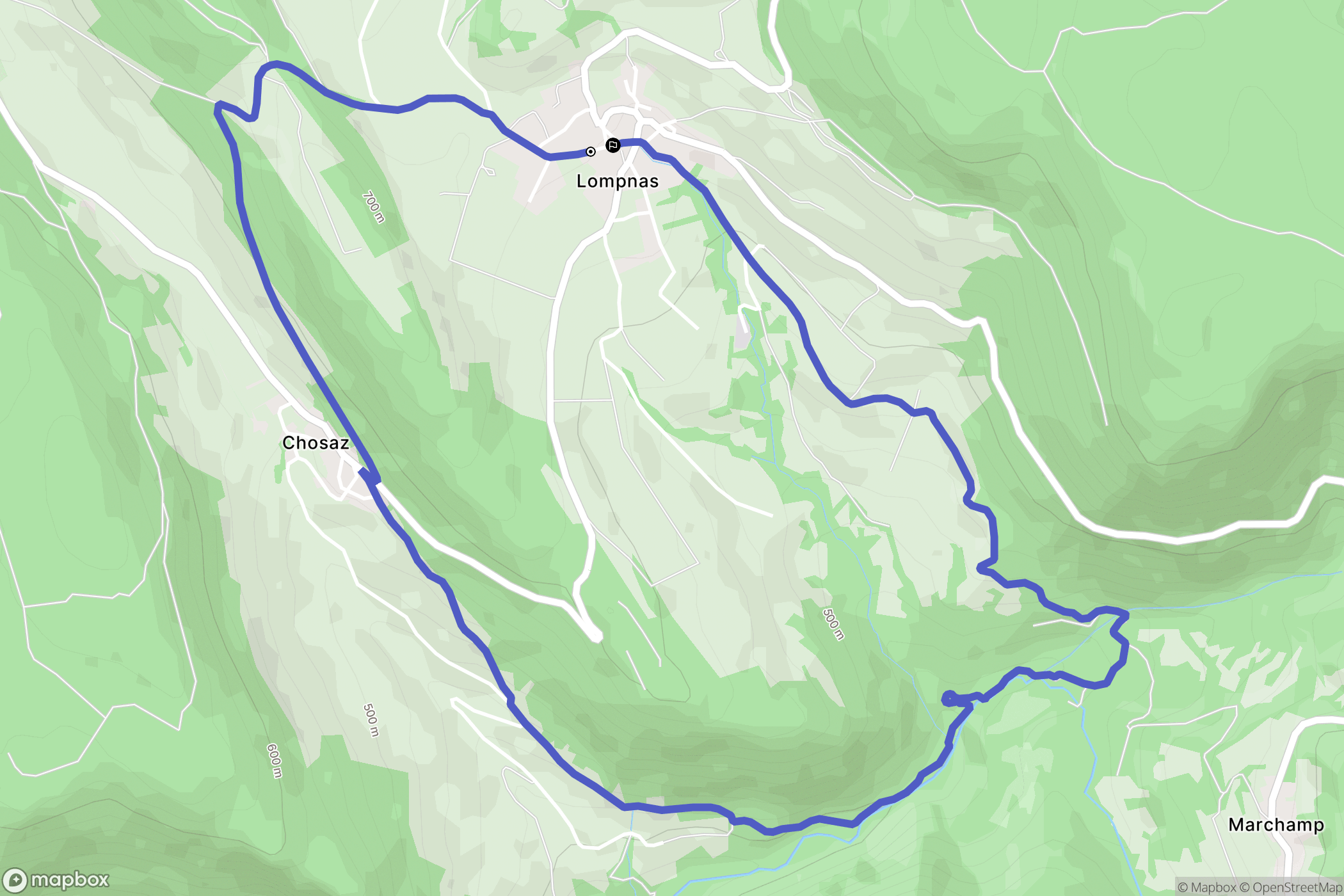 Lompnas : carte du parcours de randonnée - France