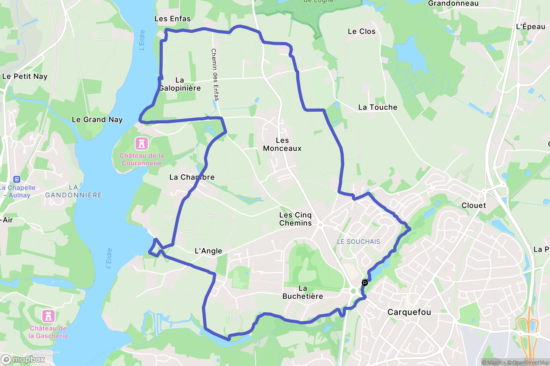 Carquefou : carte du parcours de randonnée - France