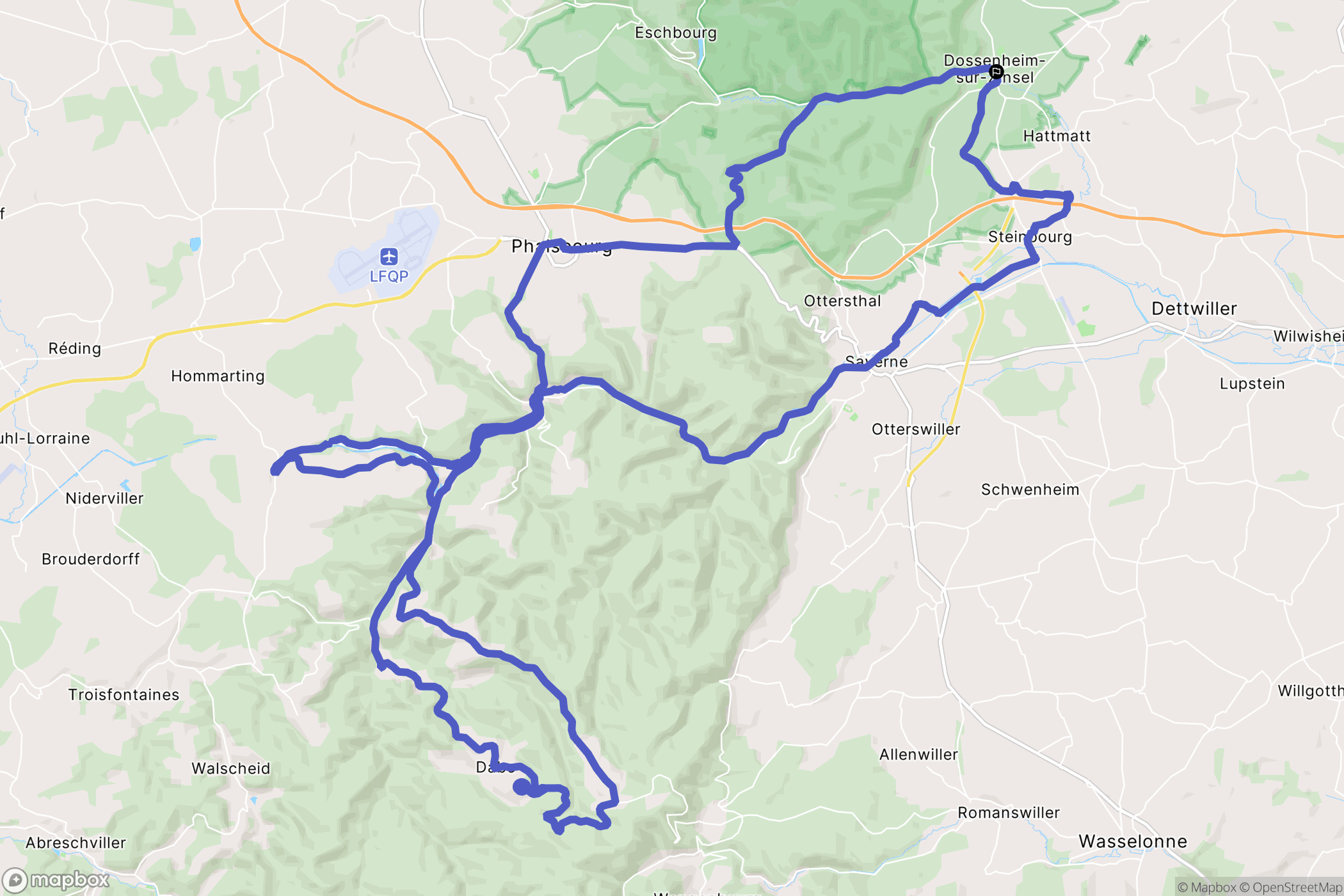 Dossenheim-sur-Zinsel : carte du parcours de randonnée - France