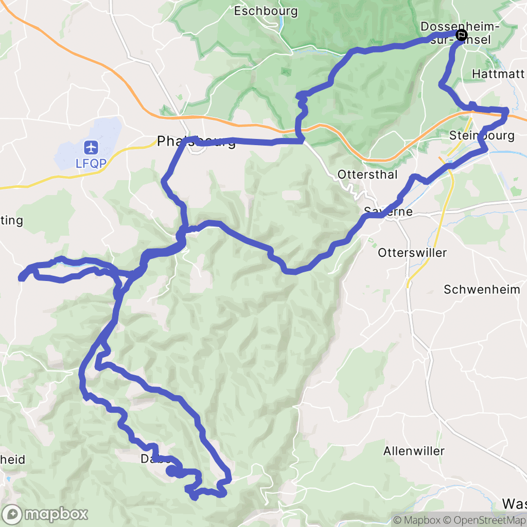 Dossenheim-sur-Zinsel : carte du parcours de randonnée - France