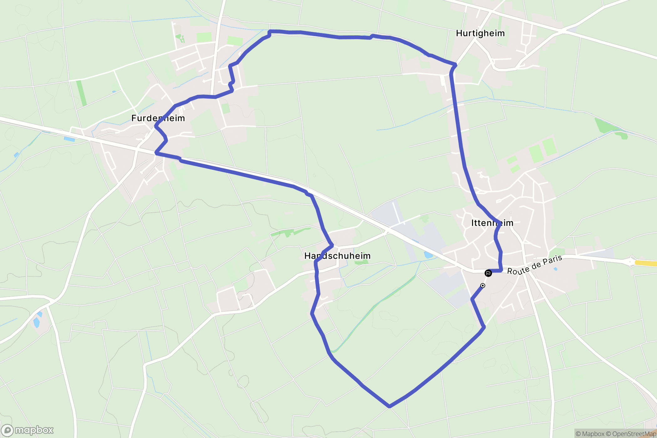 Ittenheim : carte du parcours de randonnée - France