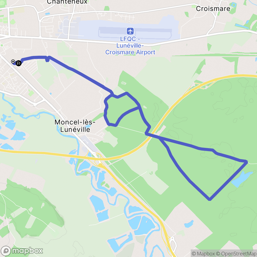 Lunéville : carte du parcours de randonnée - France